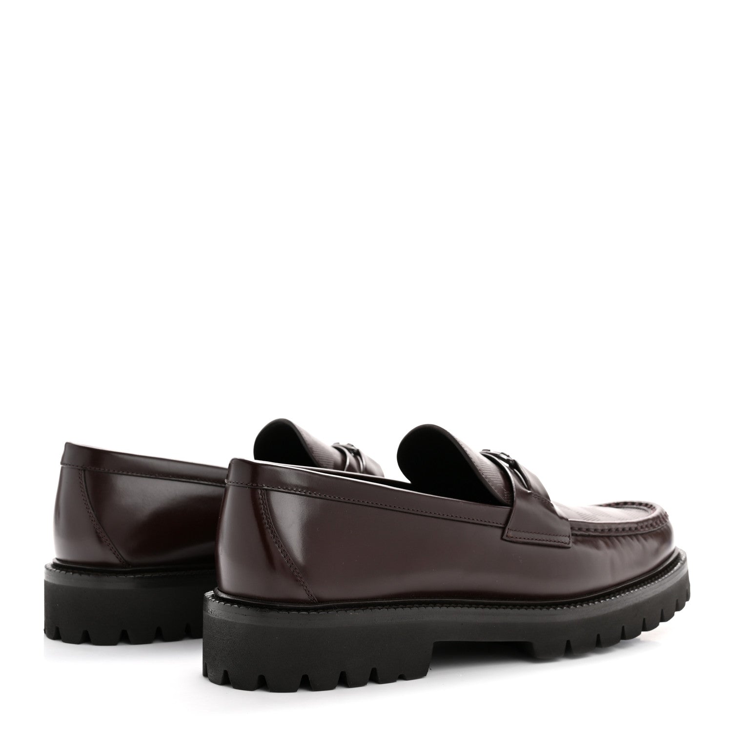 Damier Calfskin Embossed Mens Major Loafers 10 Brown