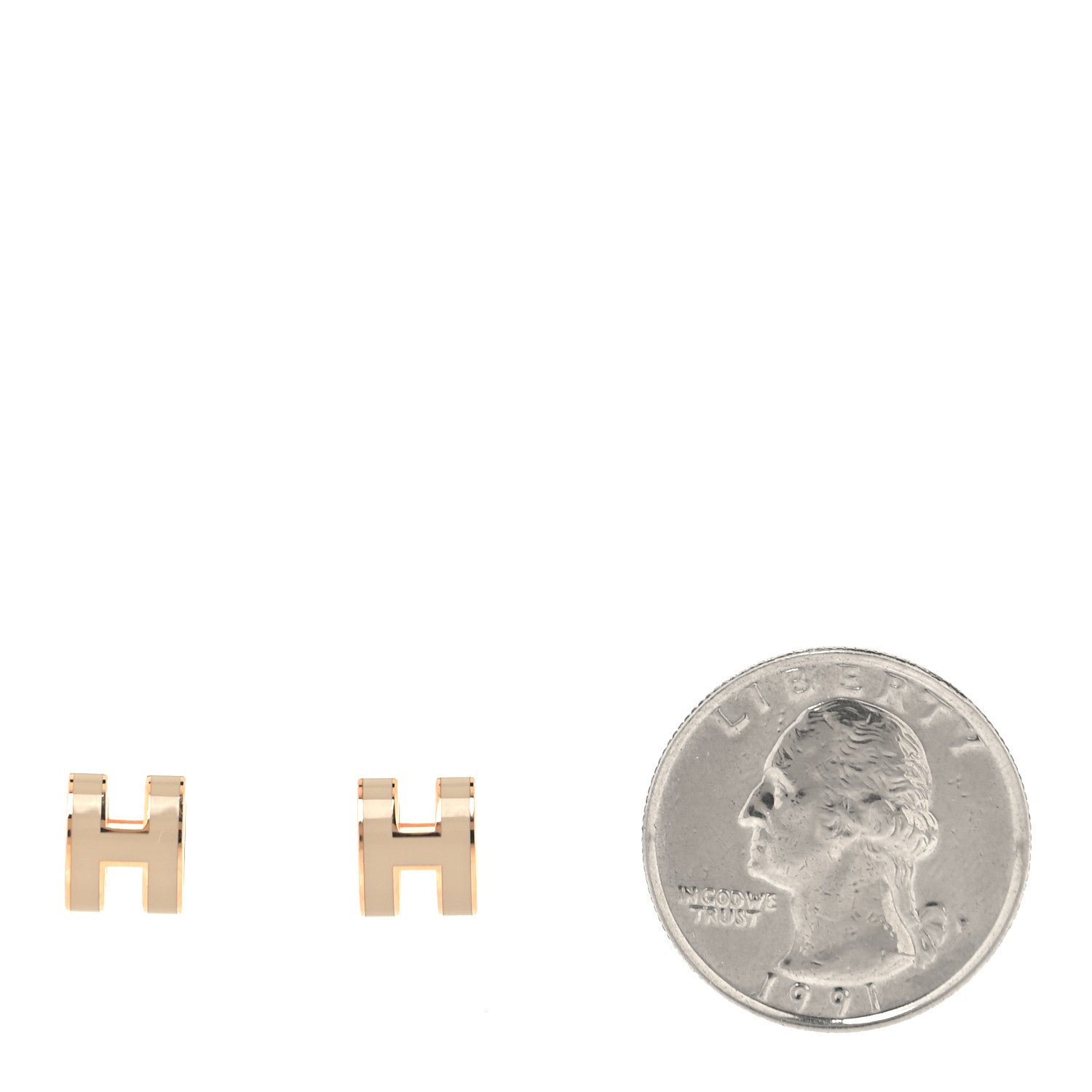Rose Gold Lacquered Mini Pop H Earrings  Marron Glace
