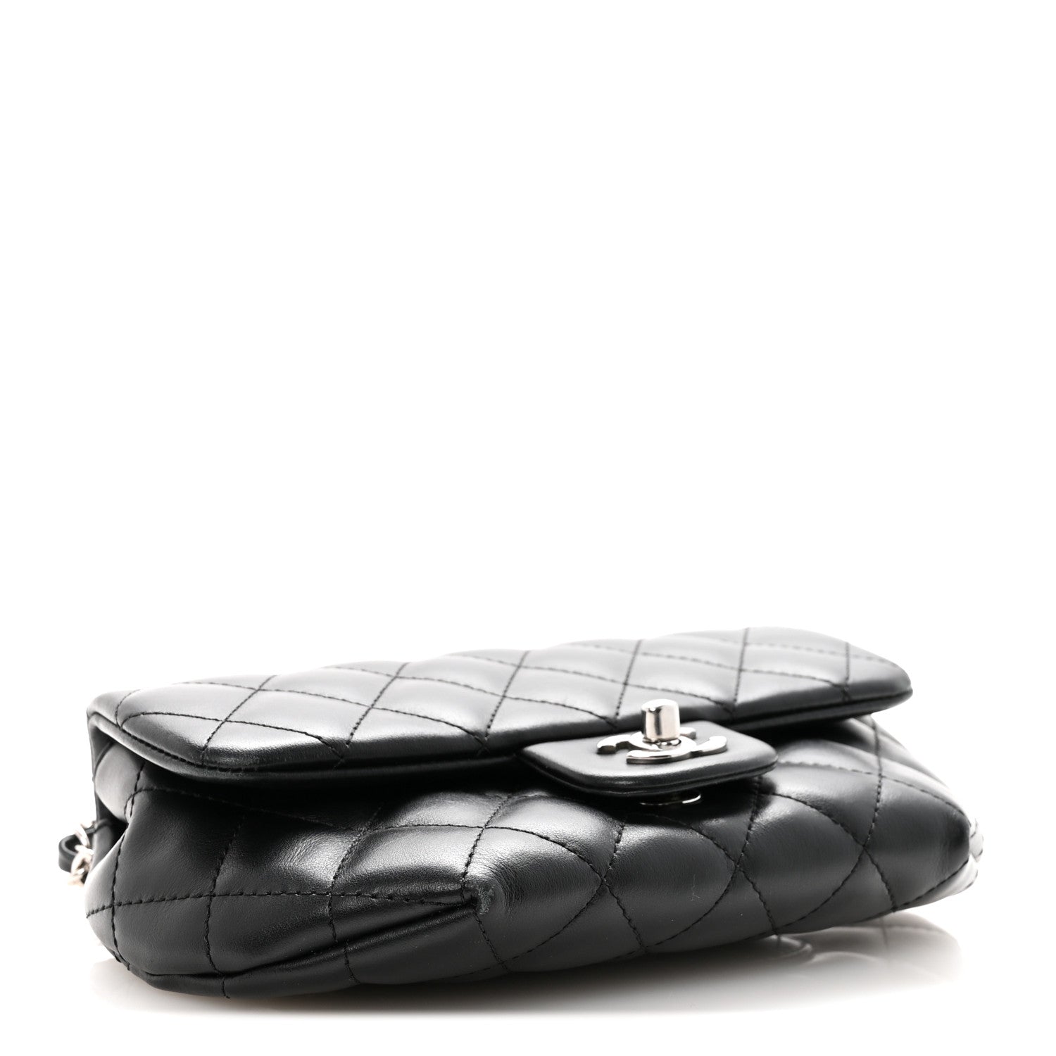 Calfskin Quilted CC Uniform Flap Belt Bag Black