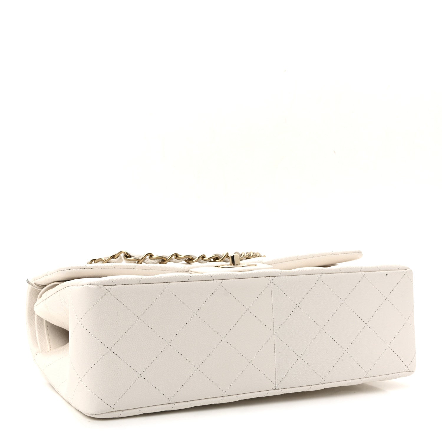 Caviar Quilted Jumbo Double Flap White