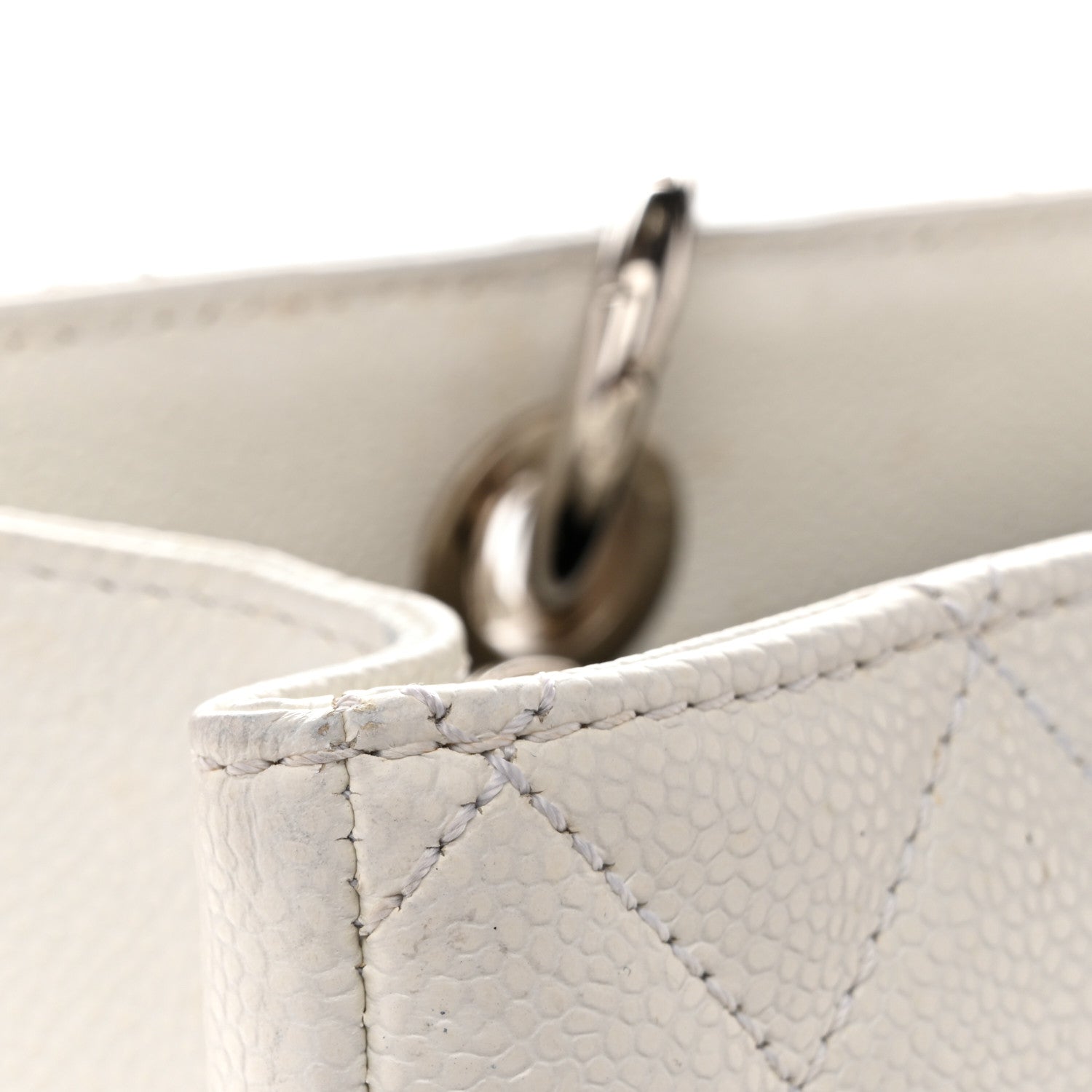Caviar Quilted Grand Shopping Tote GST White
