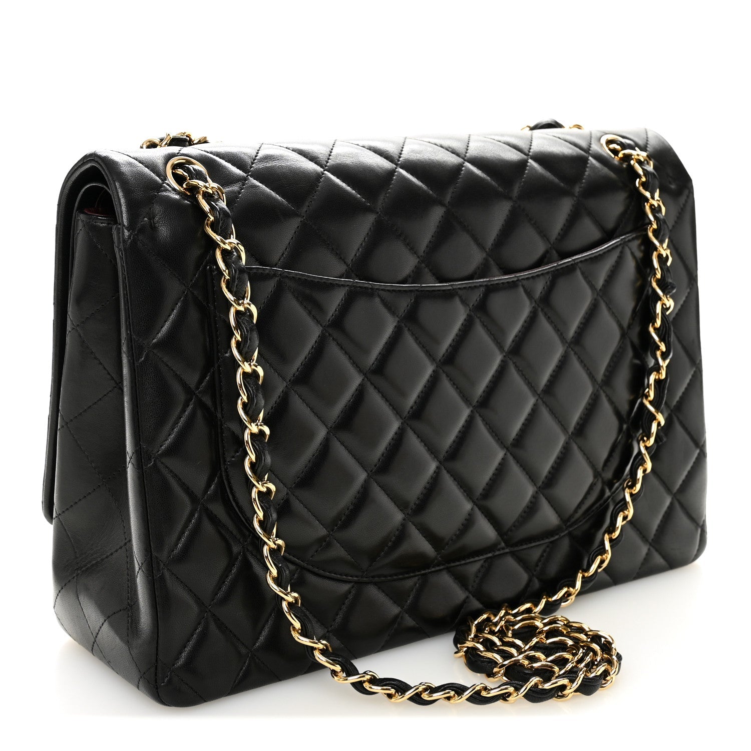 Lambskin Quilted Maxi Double Flap Black
