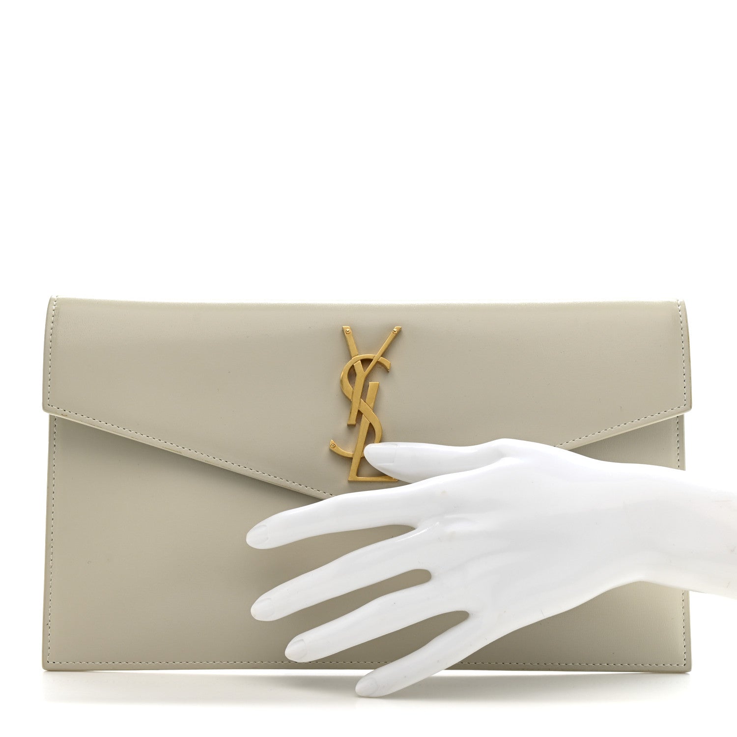 Smooth Shiny Calfskin Uptown Pouch Blanc Vintage