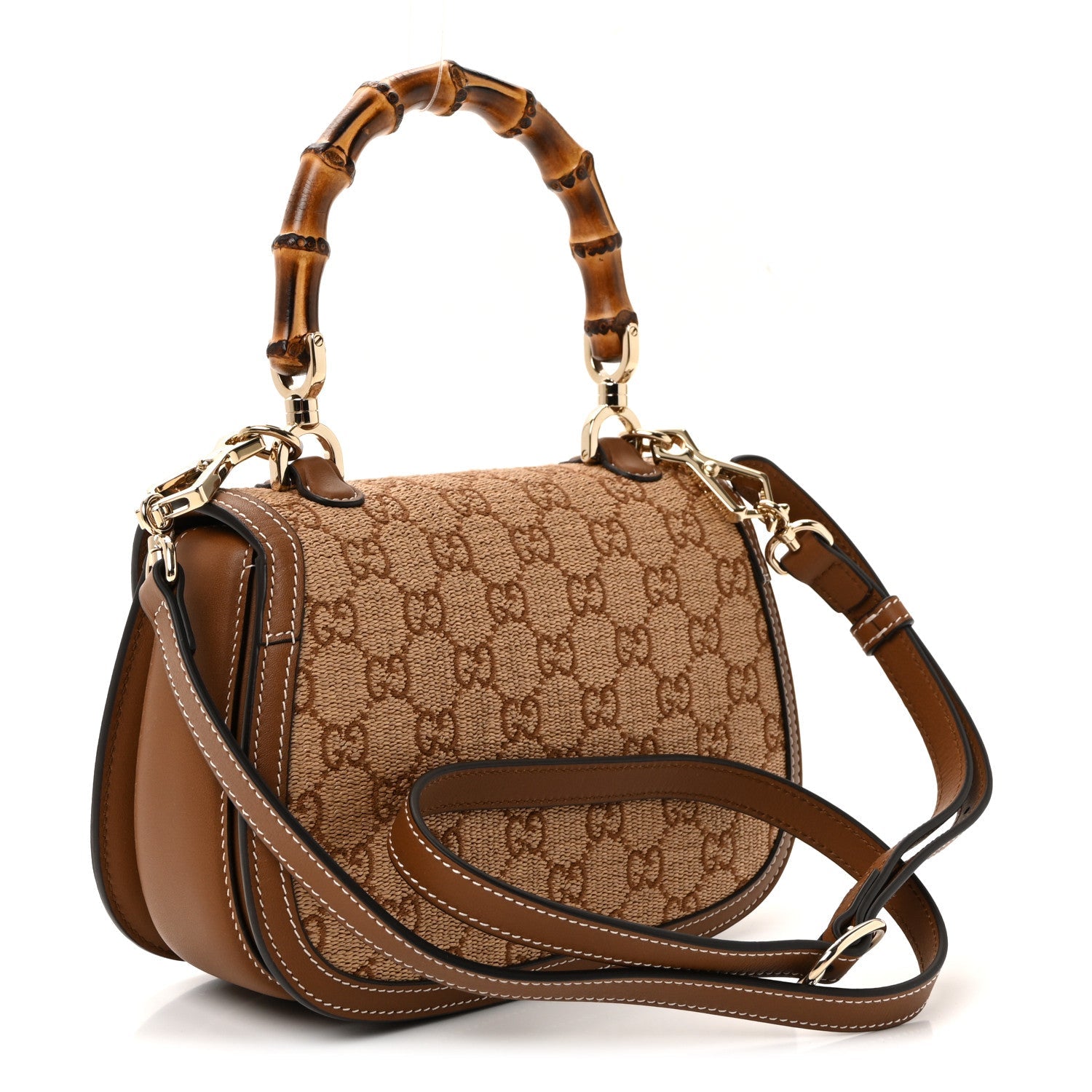 Raffia GG Supreme Monogram Calfskin Medium Bamboo 1947 Top Handle Bag Natural