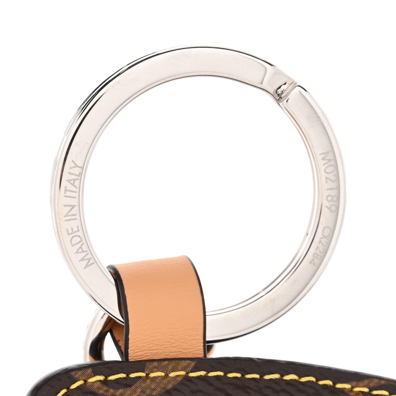 Calfskin Monogram Printed Pizza Bag Charm Key Holder