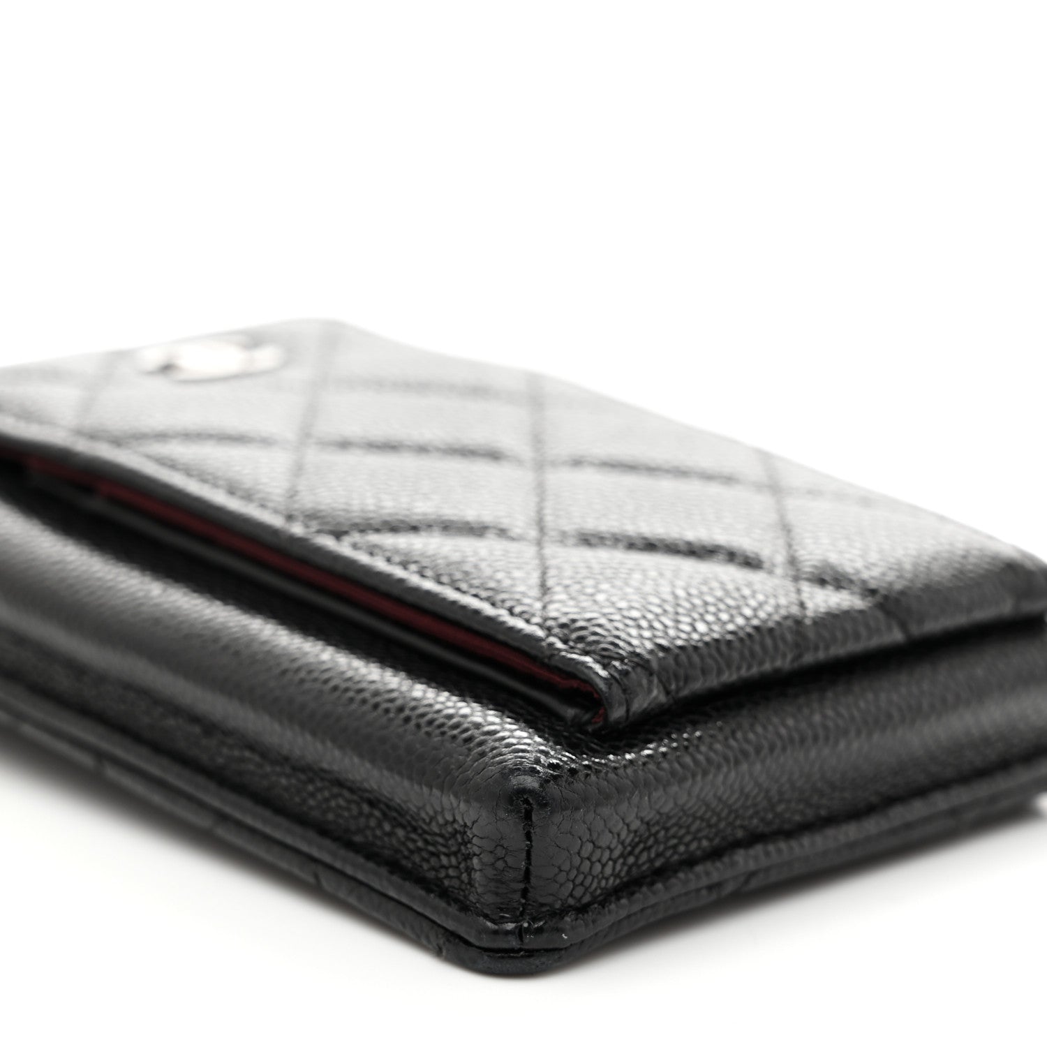 Caviar Quilted Zip Phone Case Black