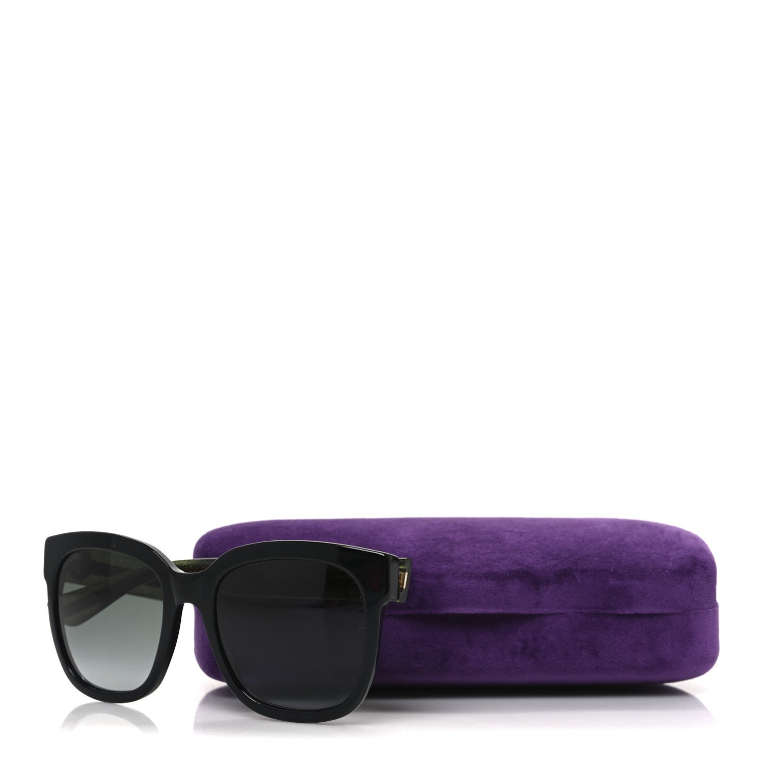 Acetate Square Frame Web Glitter Sunglasses GG0034S Black Green