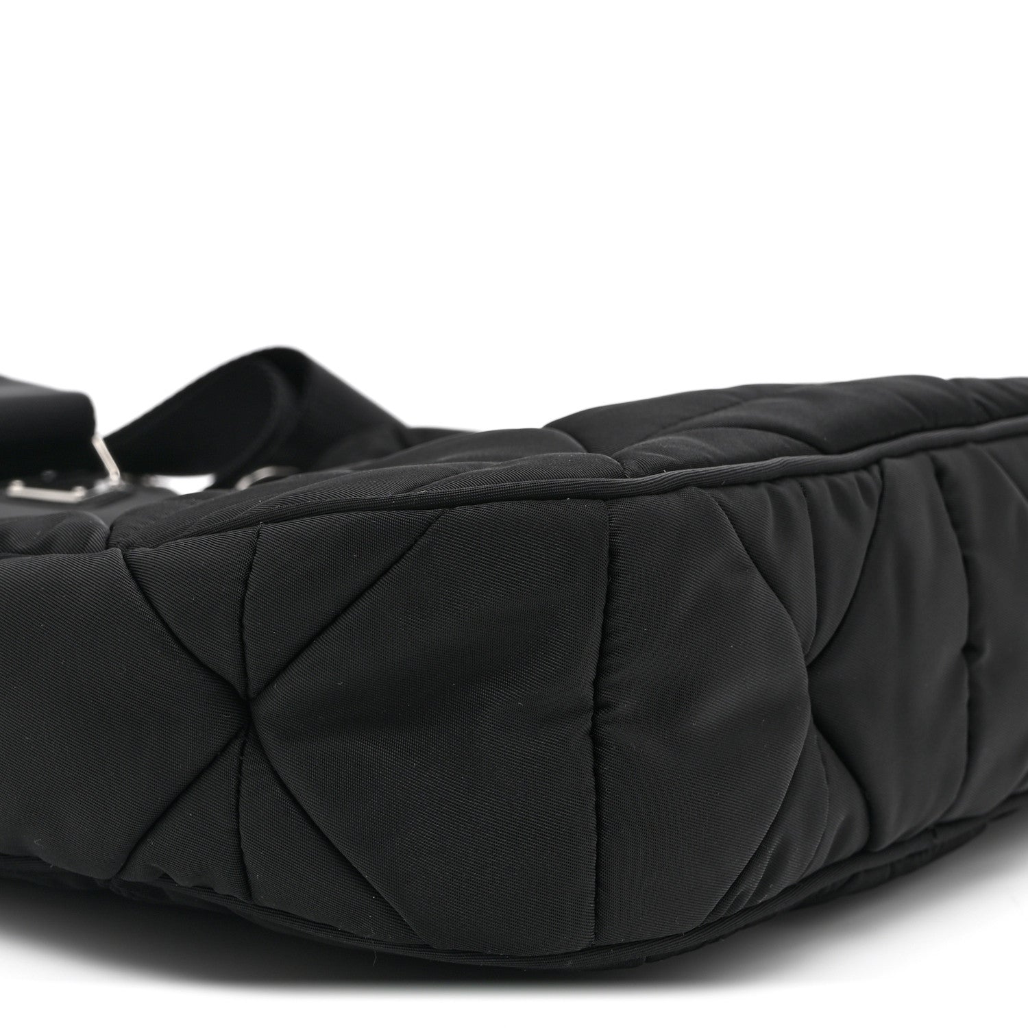 Re-Nylon Triangle Padded Patchwork Shoulder Bag Black