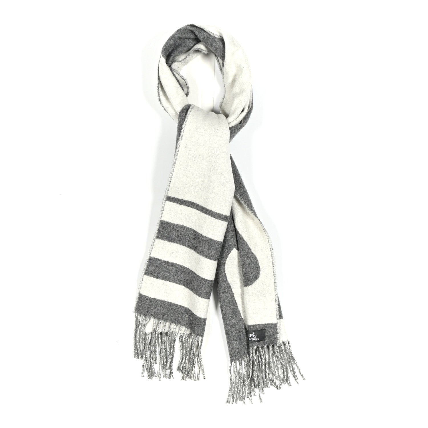 Cashmere Casaque Love Story Muffler Gris Clair Ivoire