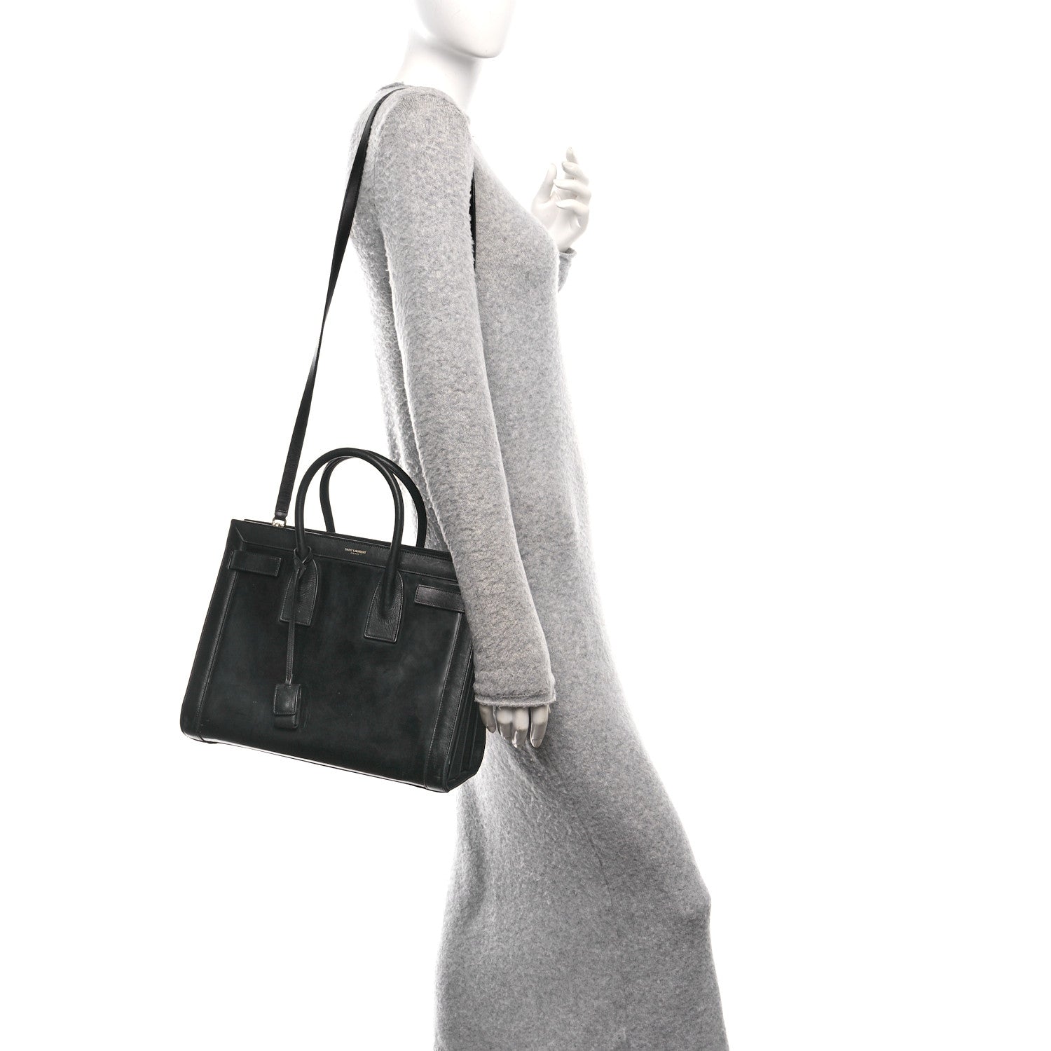 Patent Calfskin Small Sac de Jour Black