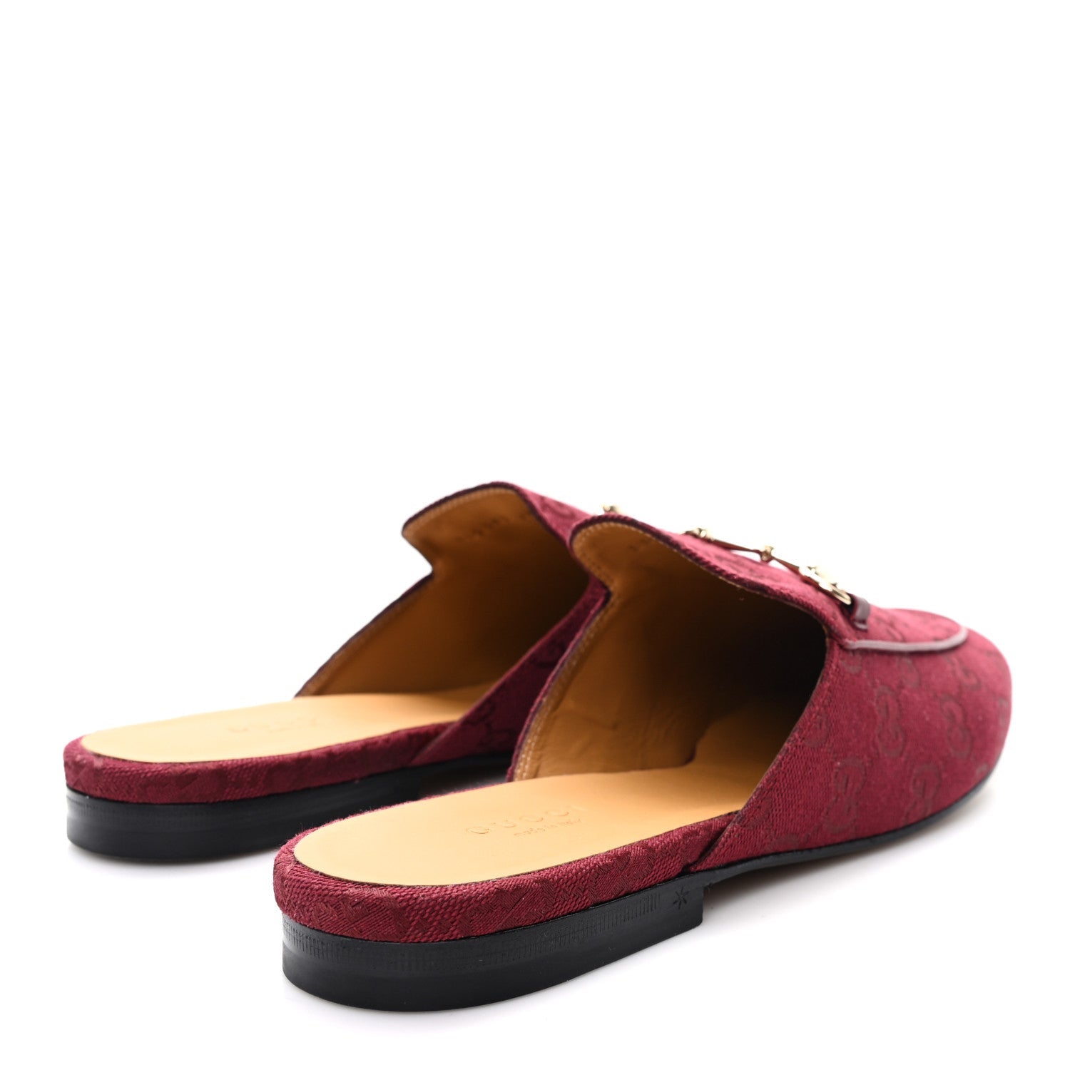 New Canvas GG Monogram Malaga Kid Womens Princetown Slippers 40 Rosso Ancora