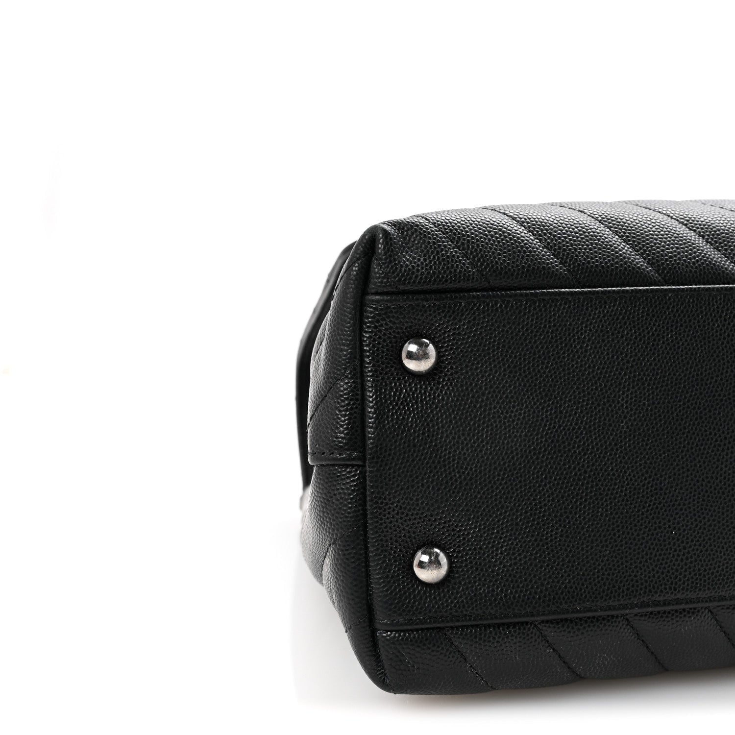 Caviar Chevron Quilted Medium Coco Handle Flap Black