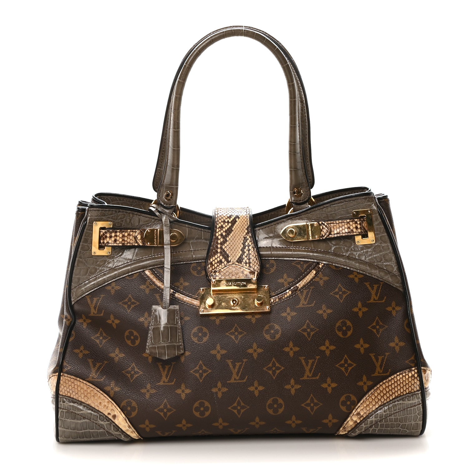 Monogram Snakeskin Alligator Monogramissime Exotic Shopper GM Gris