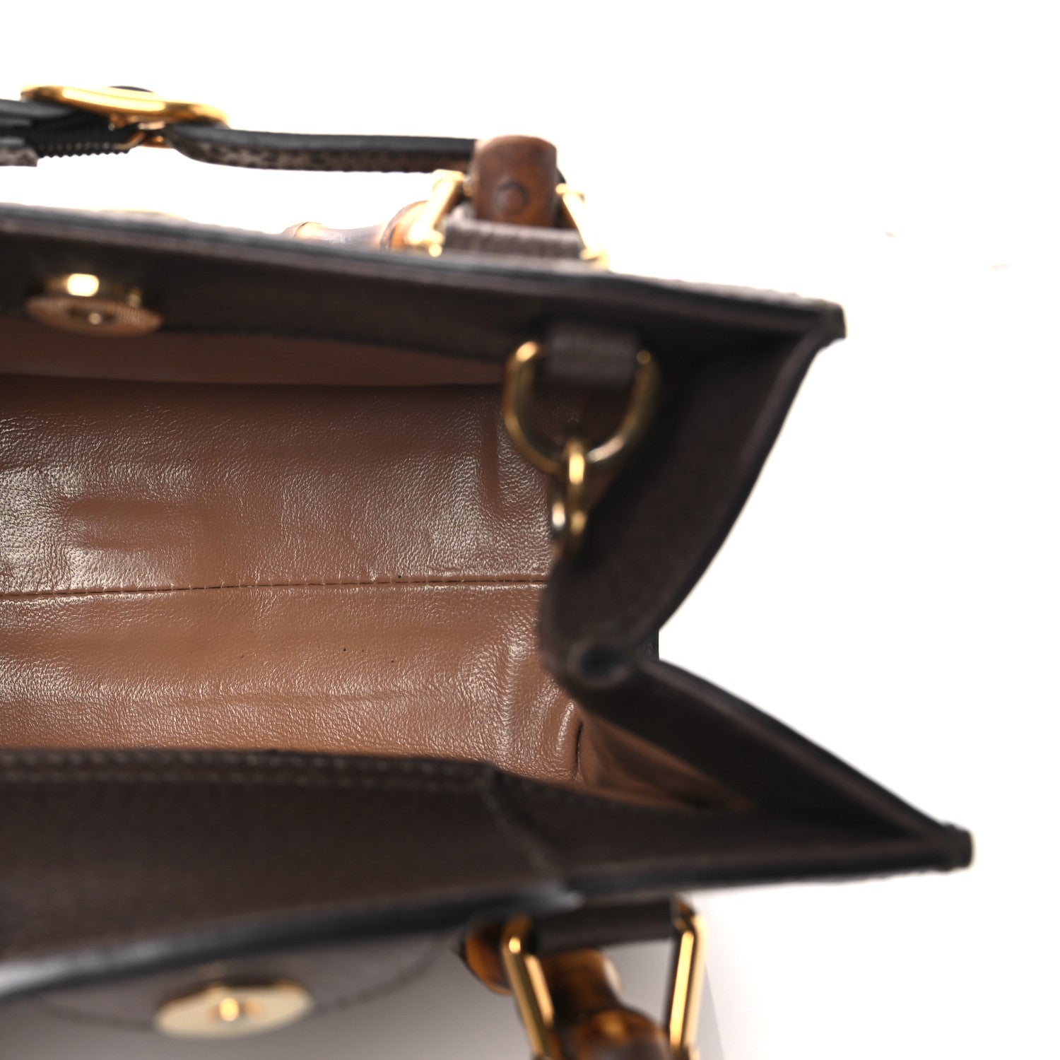 Monogram Jumbo GG Textured Dollar Calfskin Mini Diana Tote Bag Camel Ebony New Acero