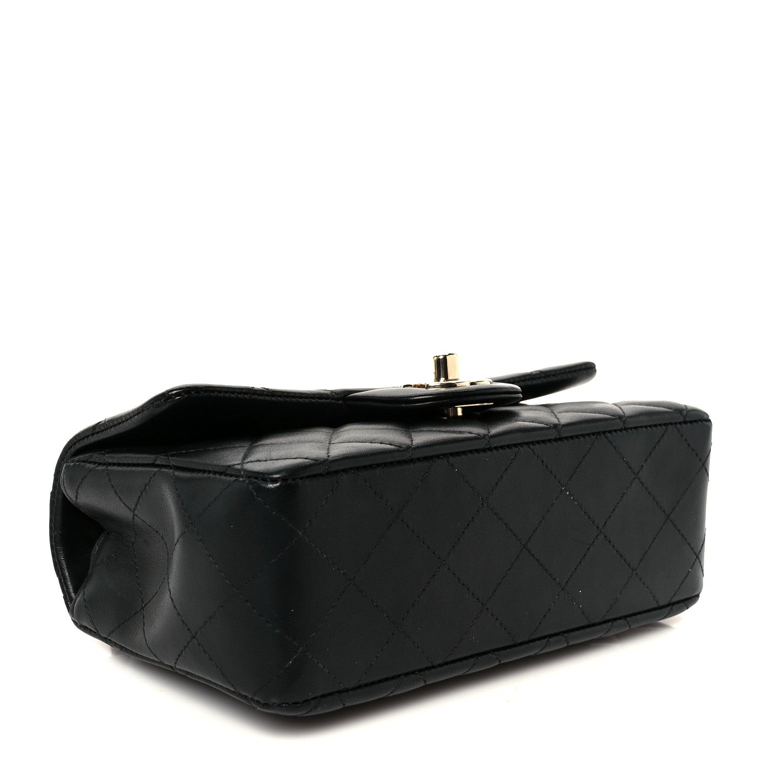 Lambskin Quilted Mini Rectangular Flap Black