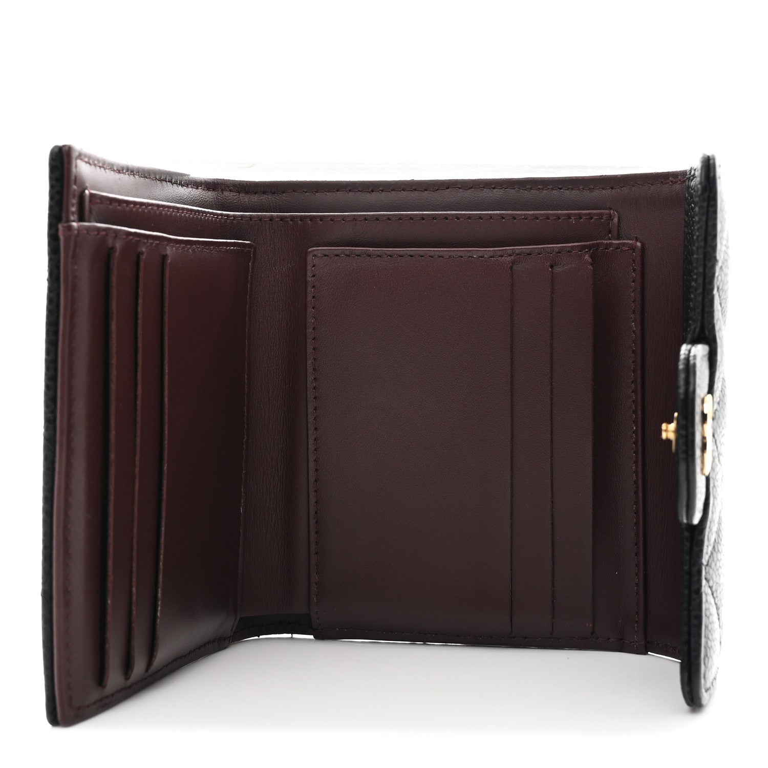 Caviar Quilted Compact Flap Wallet Black