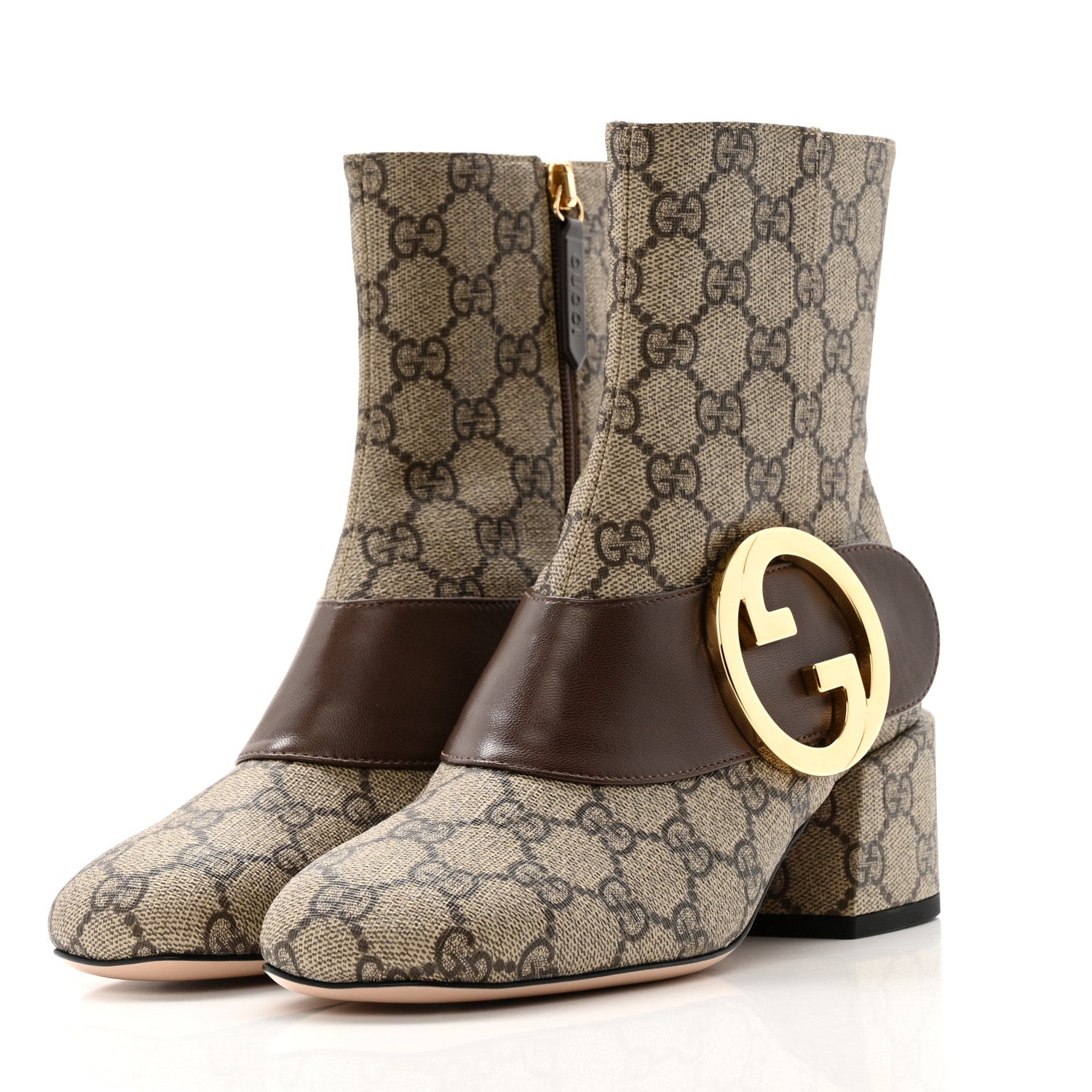 GG Supreme Monogram Malaga Kid Blondie 55mm Ankle Boots 35 Beige Ebony New Acero