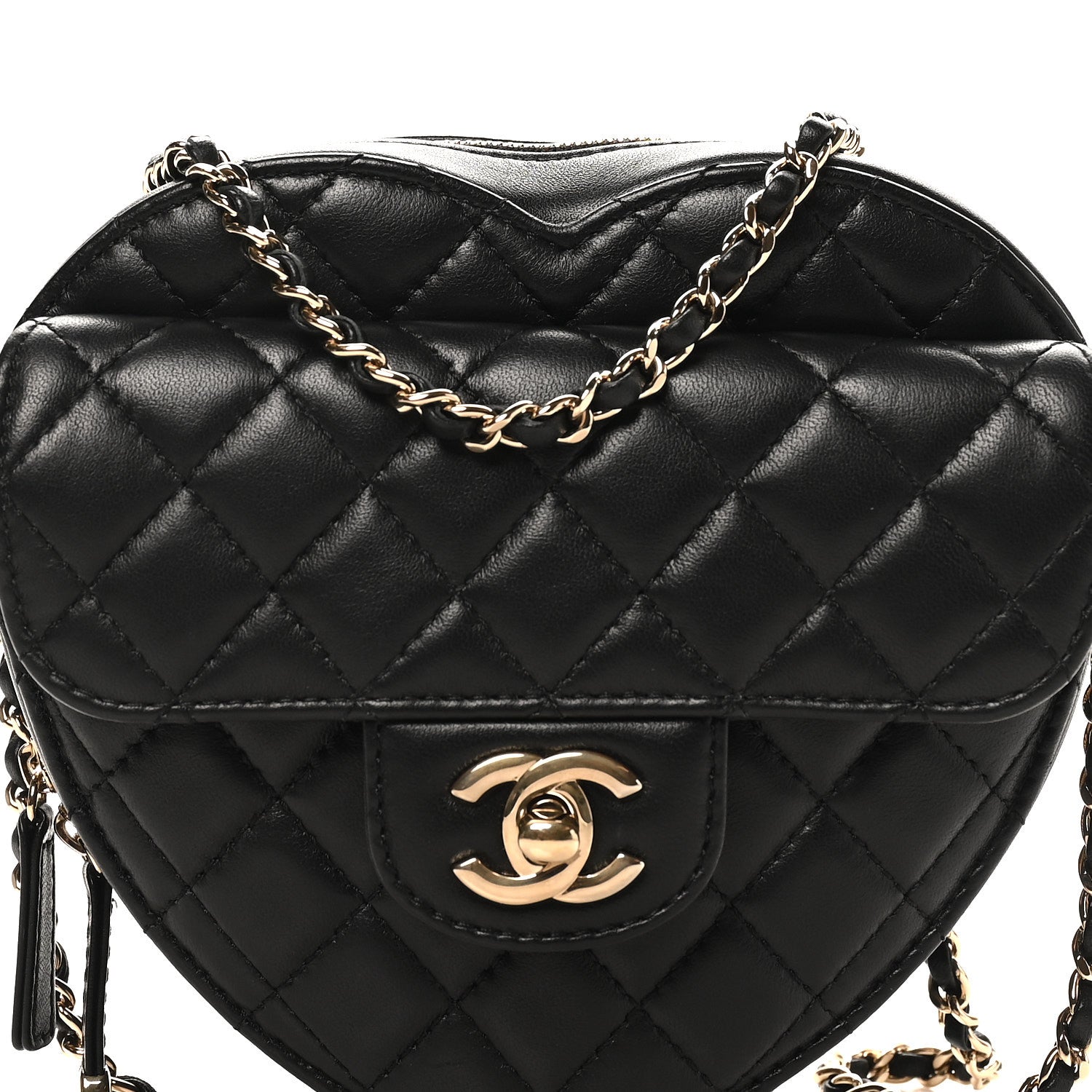 Lambskin Quilted CC In Love Heart Bag Black