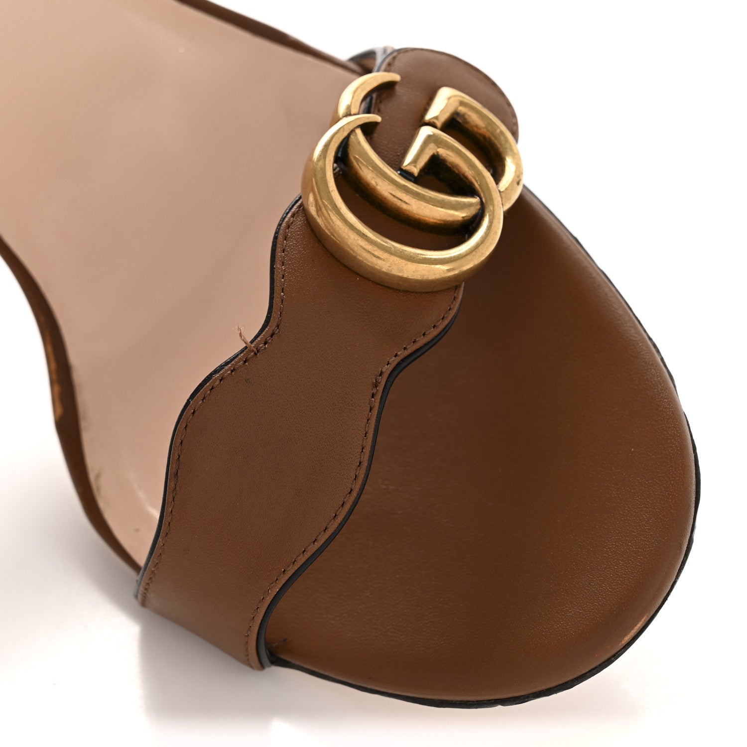 Lifford Calfskin GG Marmont Ankle Wrap 105mm Sandals 40.5 Cognac