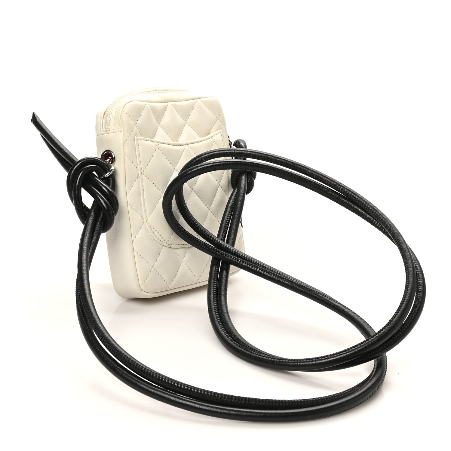 Calfskin Quilted Cambon Small Messenger White Black