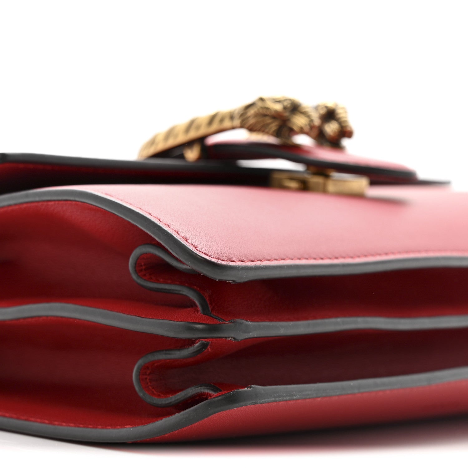 Moon Calfskin Web Medium Dionysus Bamboo Top Handle Bag Hibiscus Red