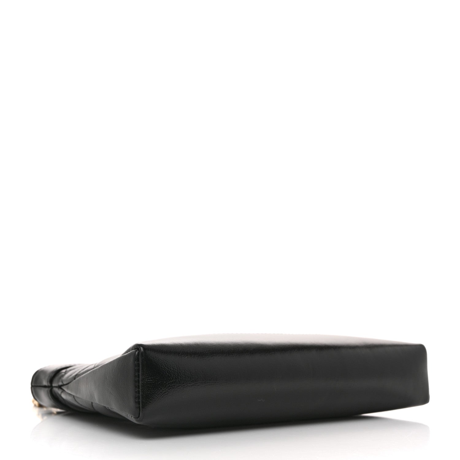 Shiny Crumpled Calfskin Quilted Nano 31 Shopping Bag Black