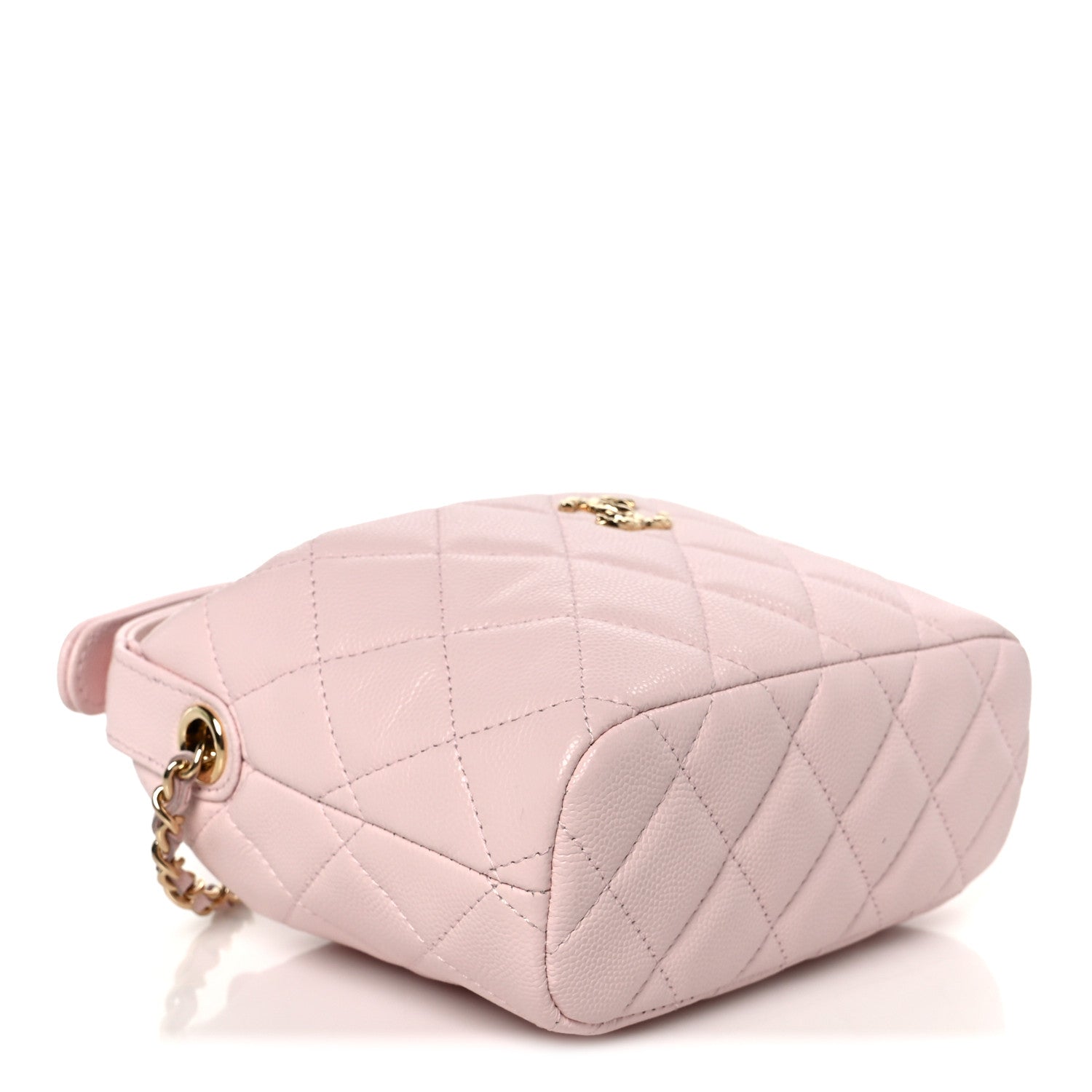 Shiny Caviar Hobo Clutch With Chain Light Pink