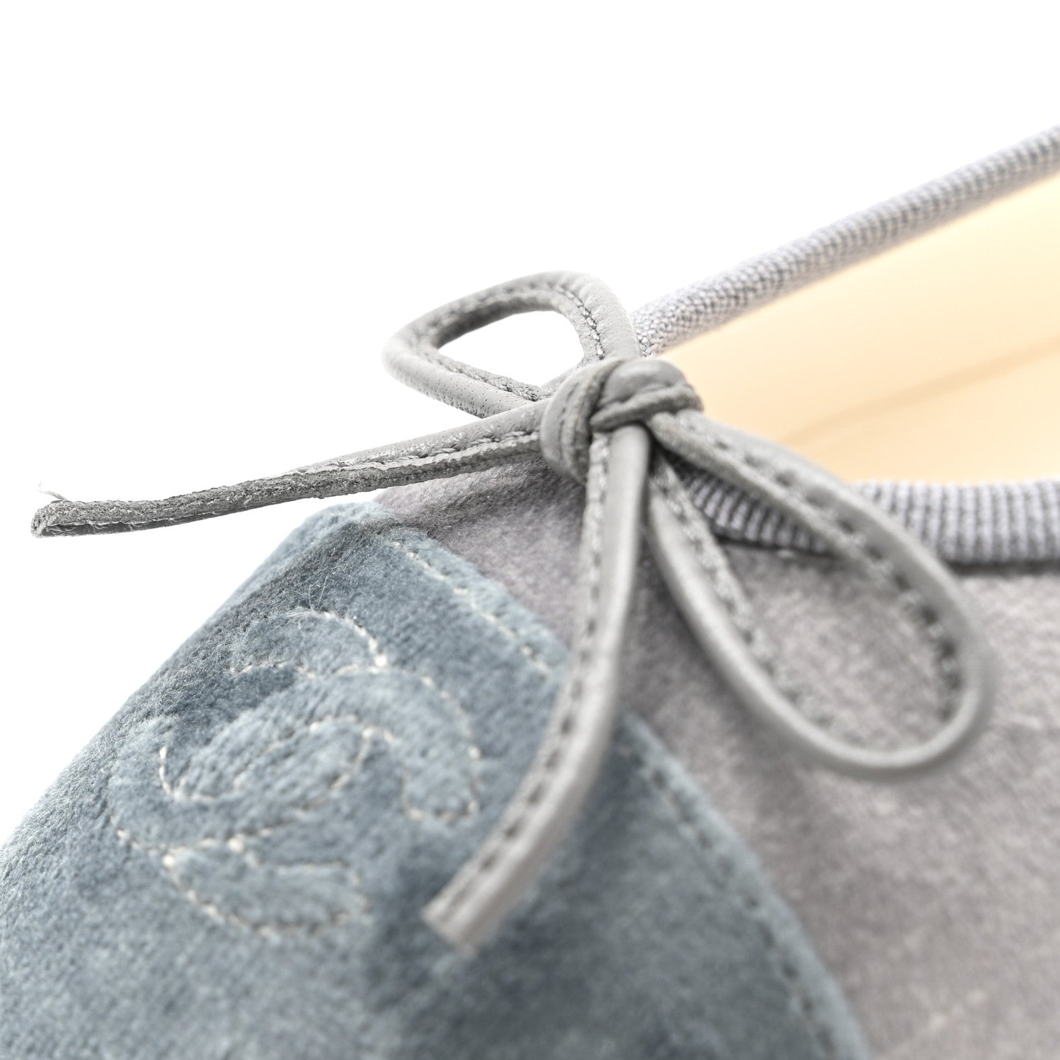 Velvet Cap Toe Ballerina Flats 36.5 Grey Green