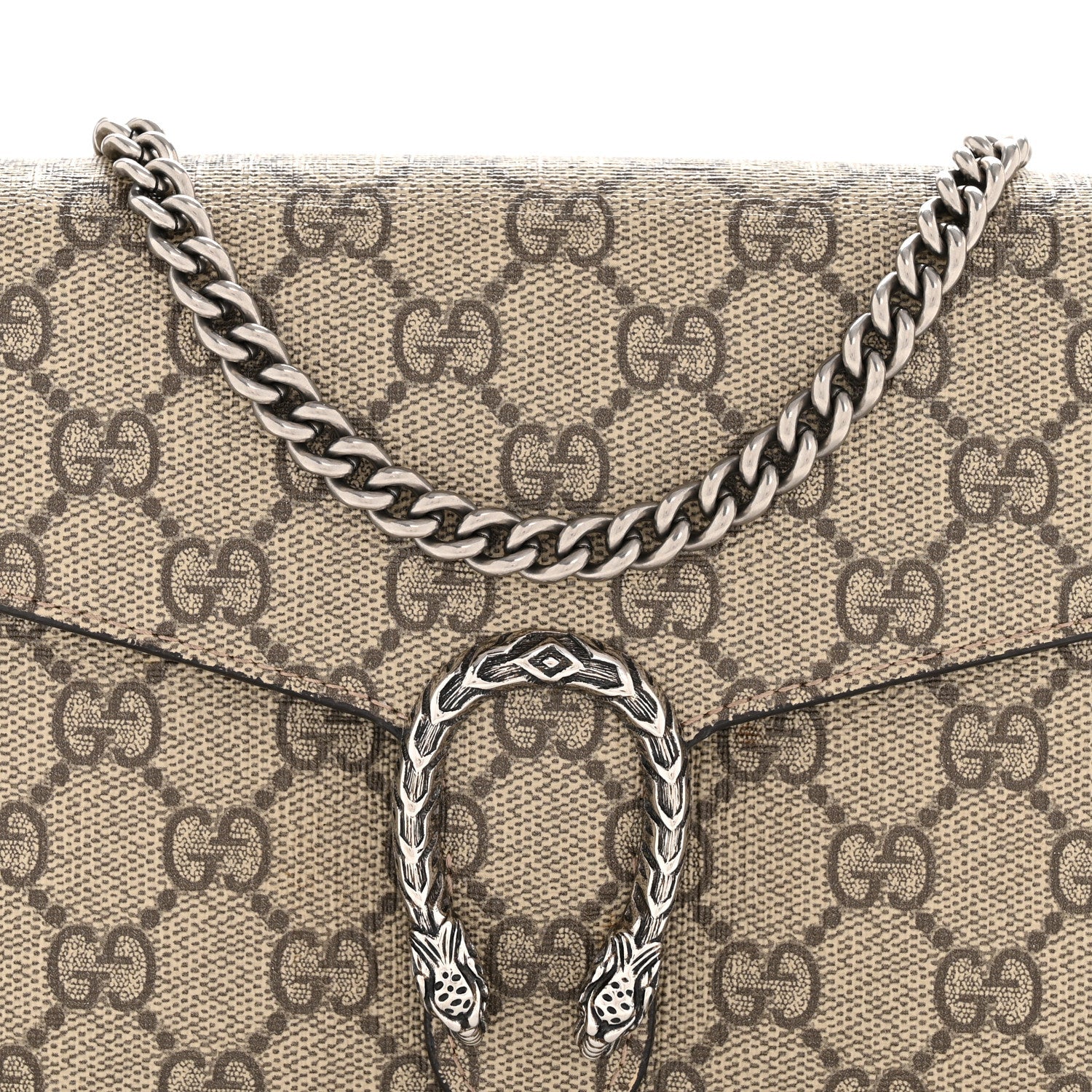GG Supreme Monogram Mini Dionysus Chain Wallet Beige Taupe