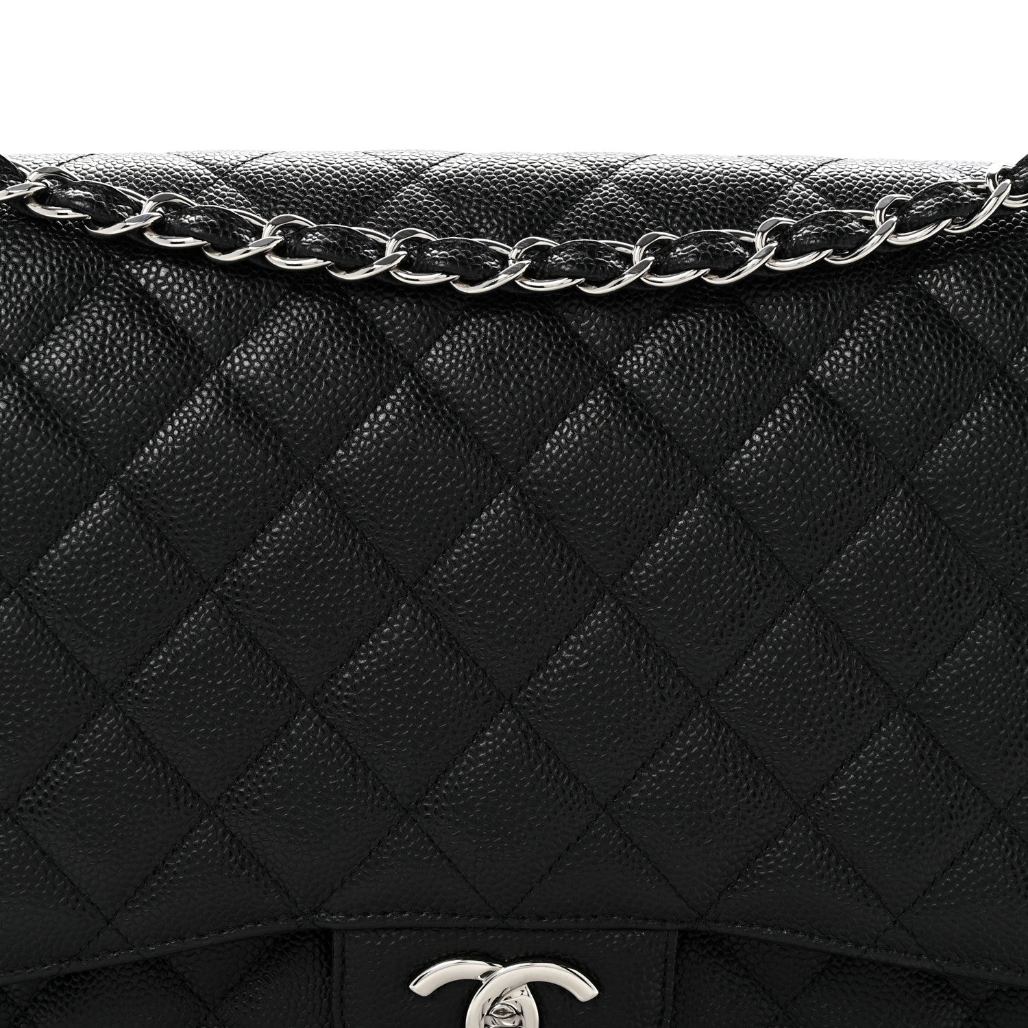 Caviar Quilted Maxi Double Flap Black