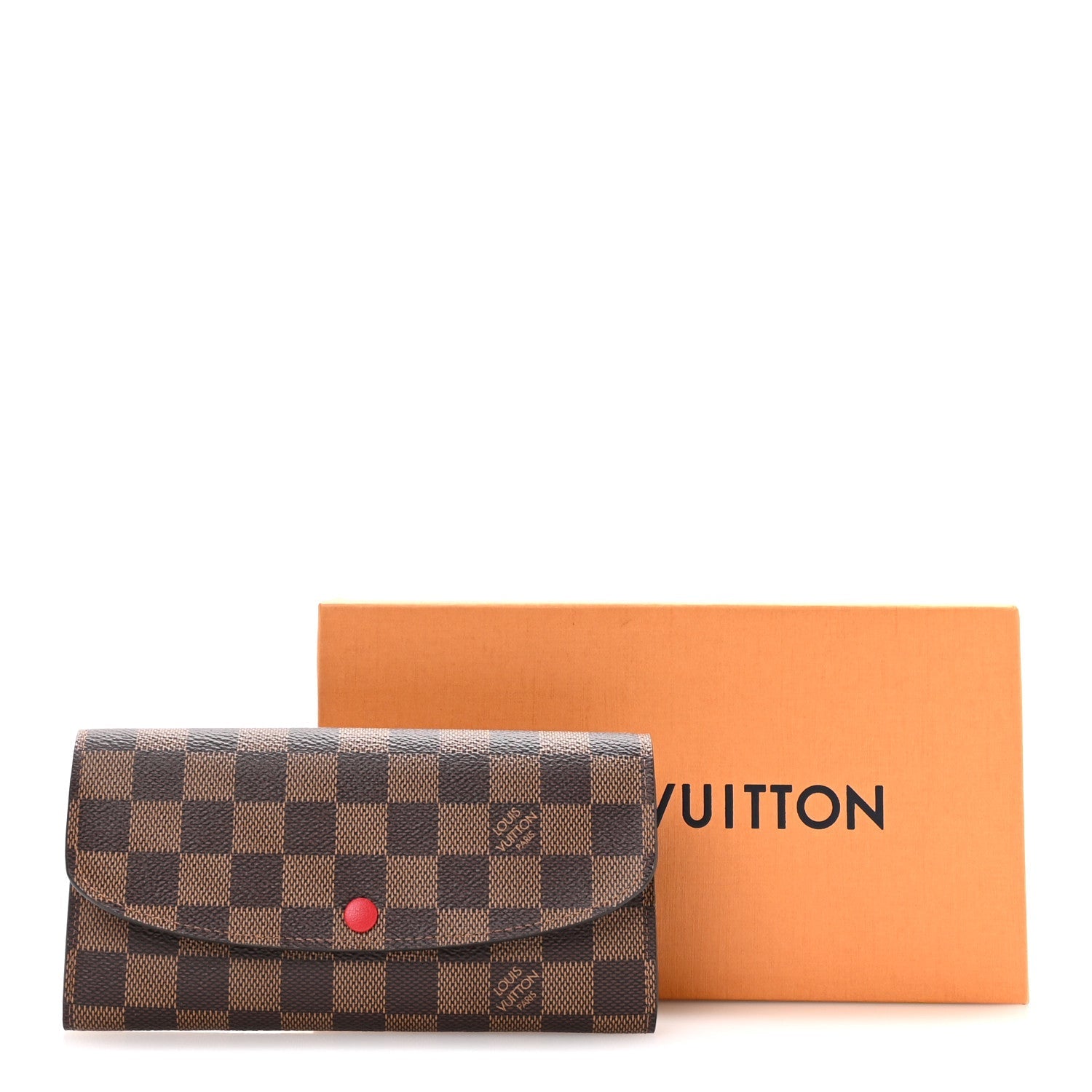 Damier Ebene Emilie Wallet Red