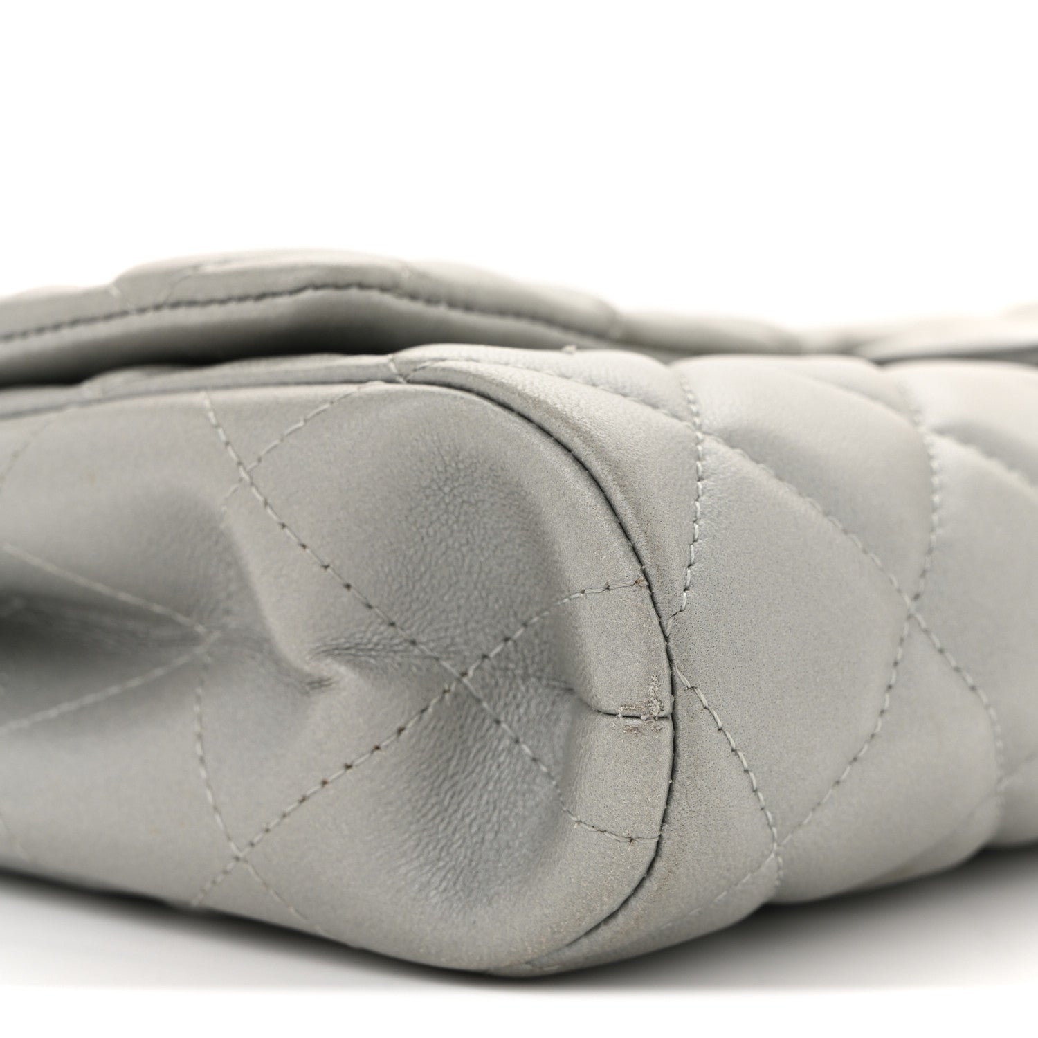 Metallic Lambskin Quilted Clutch With Chain Flap Silver
