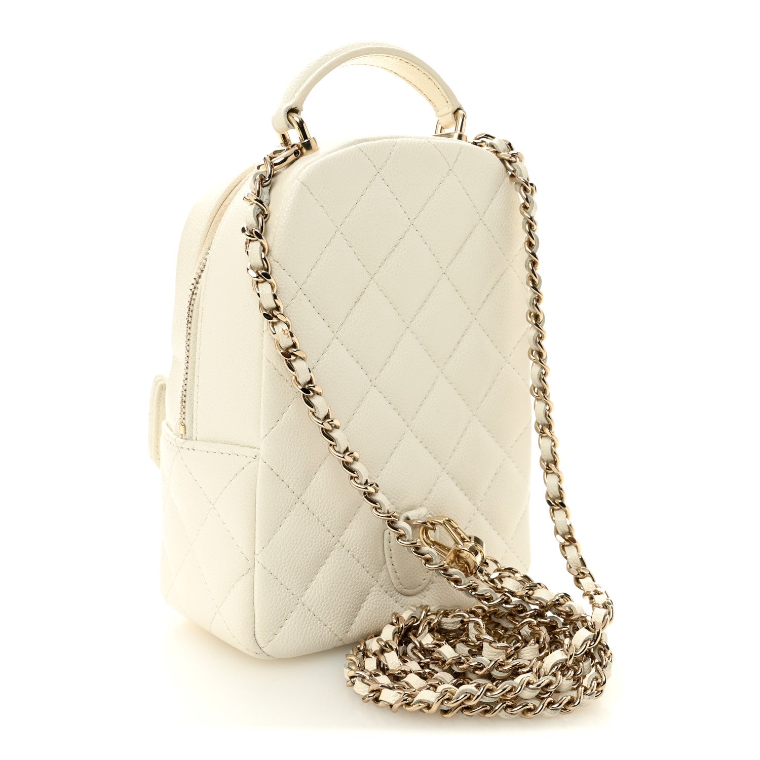 Caviar Quilted CC Mini Classic Backpack White