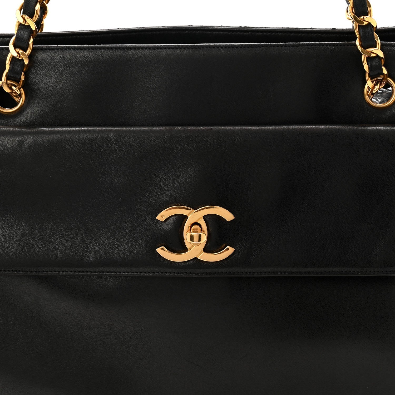 Lambskin CC Flap Shopping Tote Black