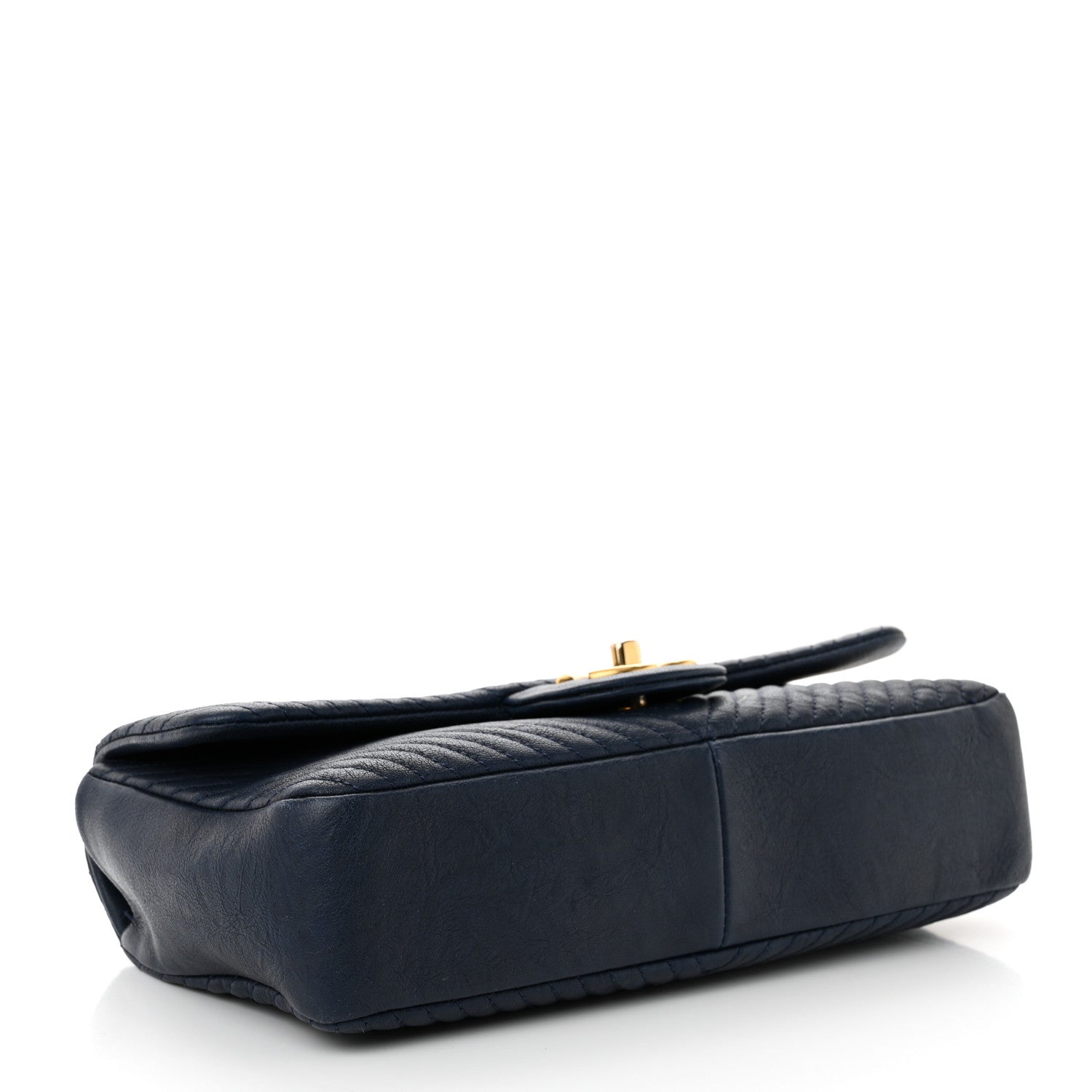 Calfskin Surpique Chevron Medium Flap Navy