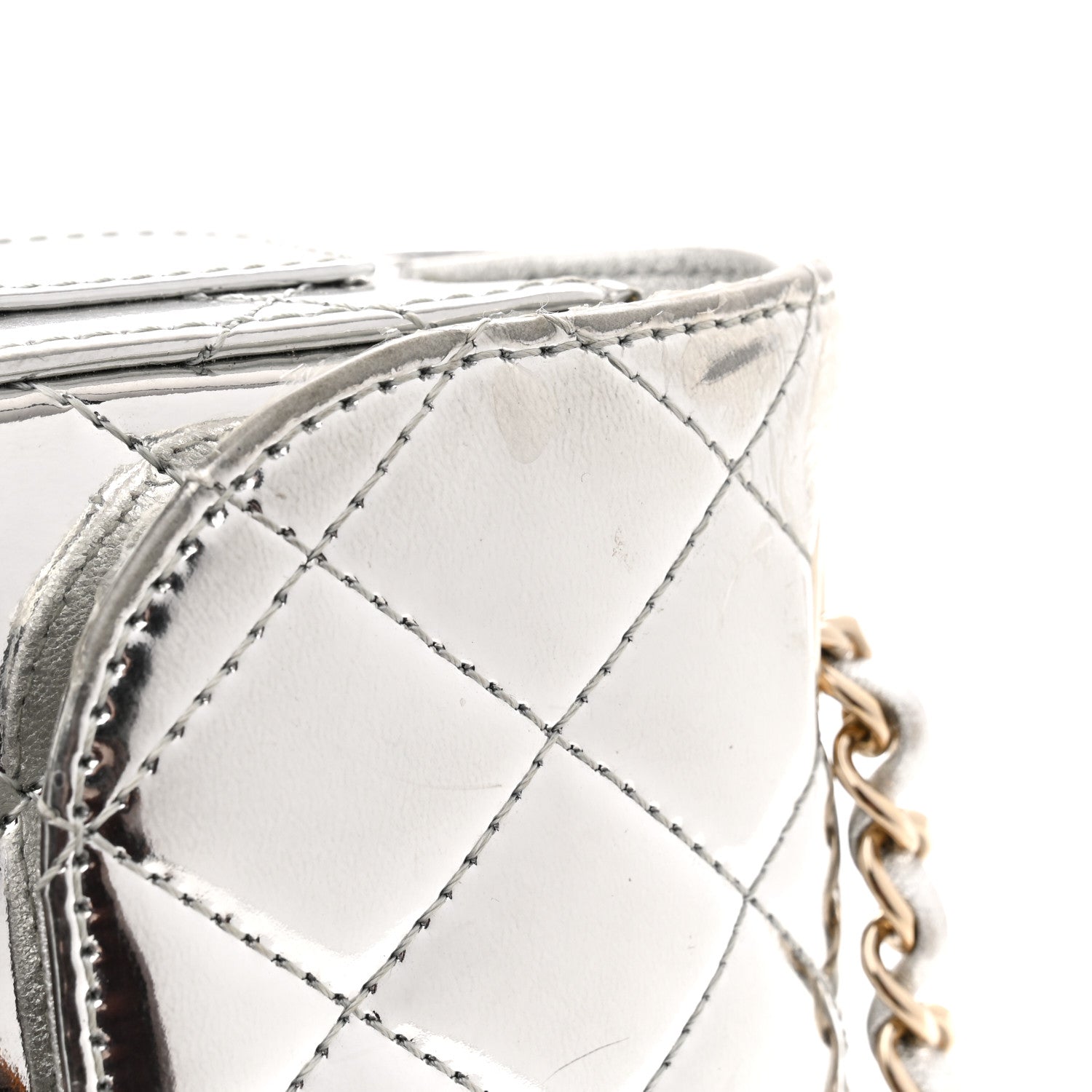 Mirror Calfskin Metallic Calfskin Quilted Hollywood Boulevard Mini Flap With Star Coin Purse Silver