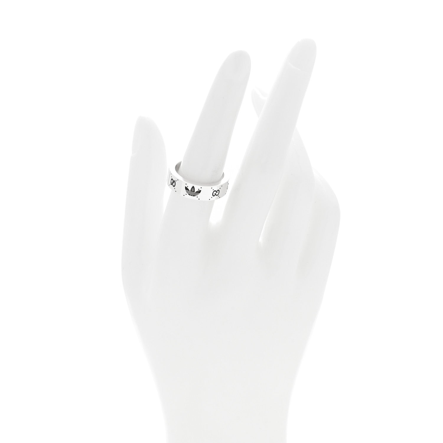X ADIDAS Sterling Silver Trefoil GG Monogram Band Ring 55 7.25