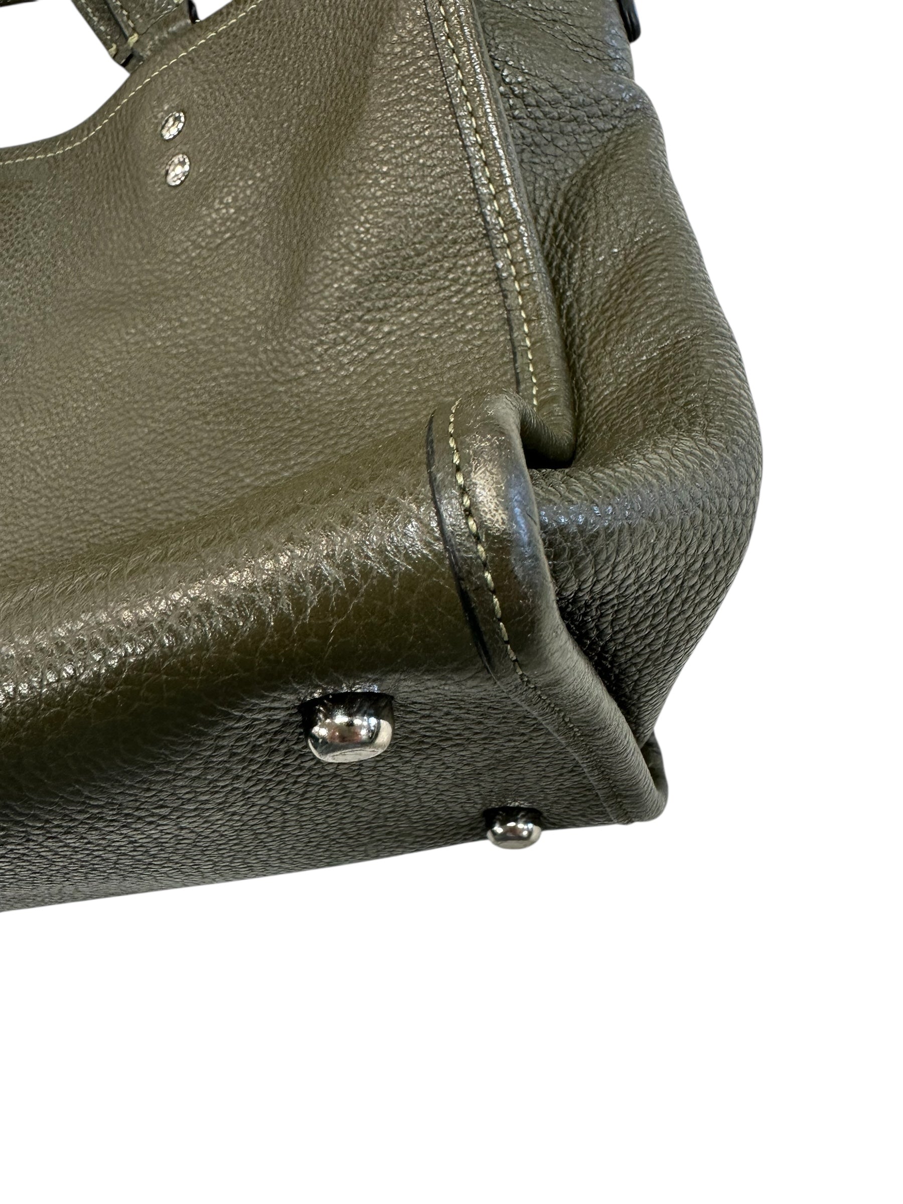 Handbag Designer By Coach In Green & Silver, Size:Medium