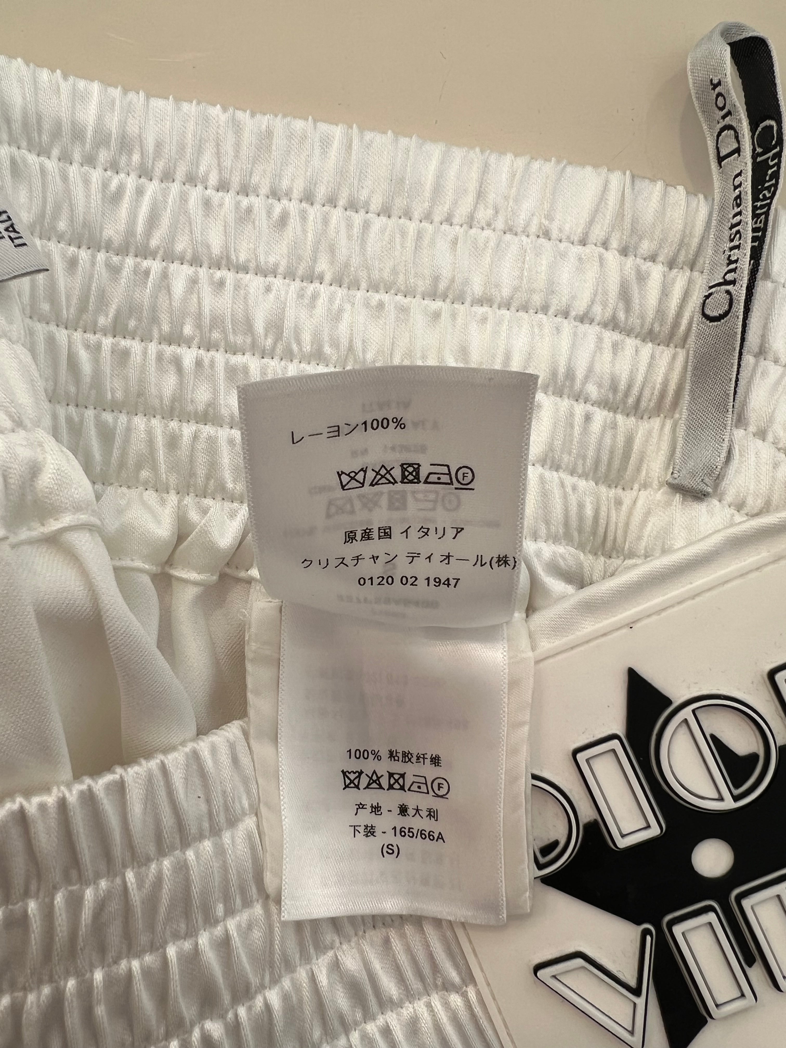 Christian Dior White Satin Shorts with Black Side Strips and Dior Vibe Detail Size S (UK 8)