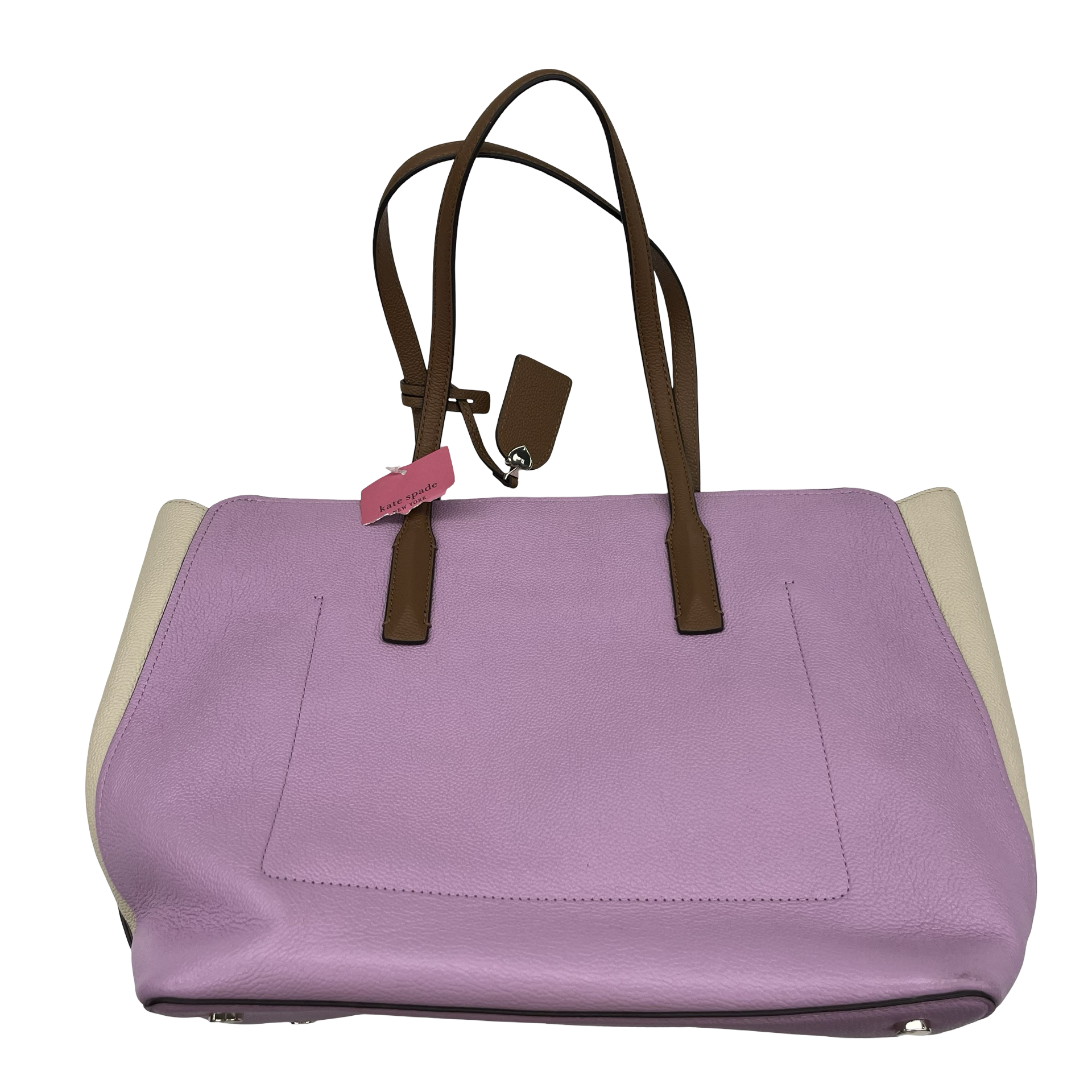 Handbag Designer By Kate Spade In Cream & Purple, Size:Large