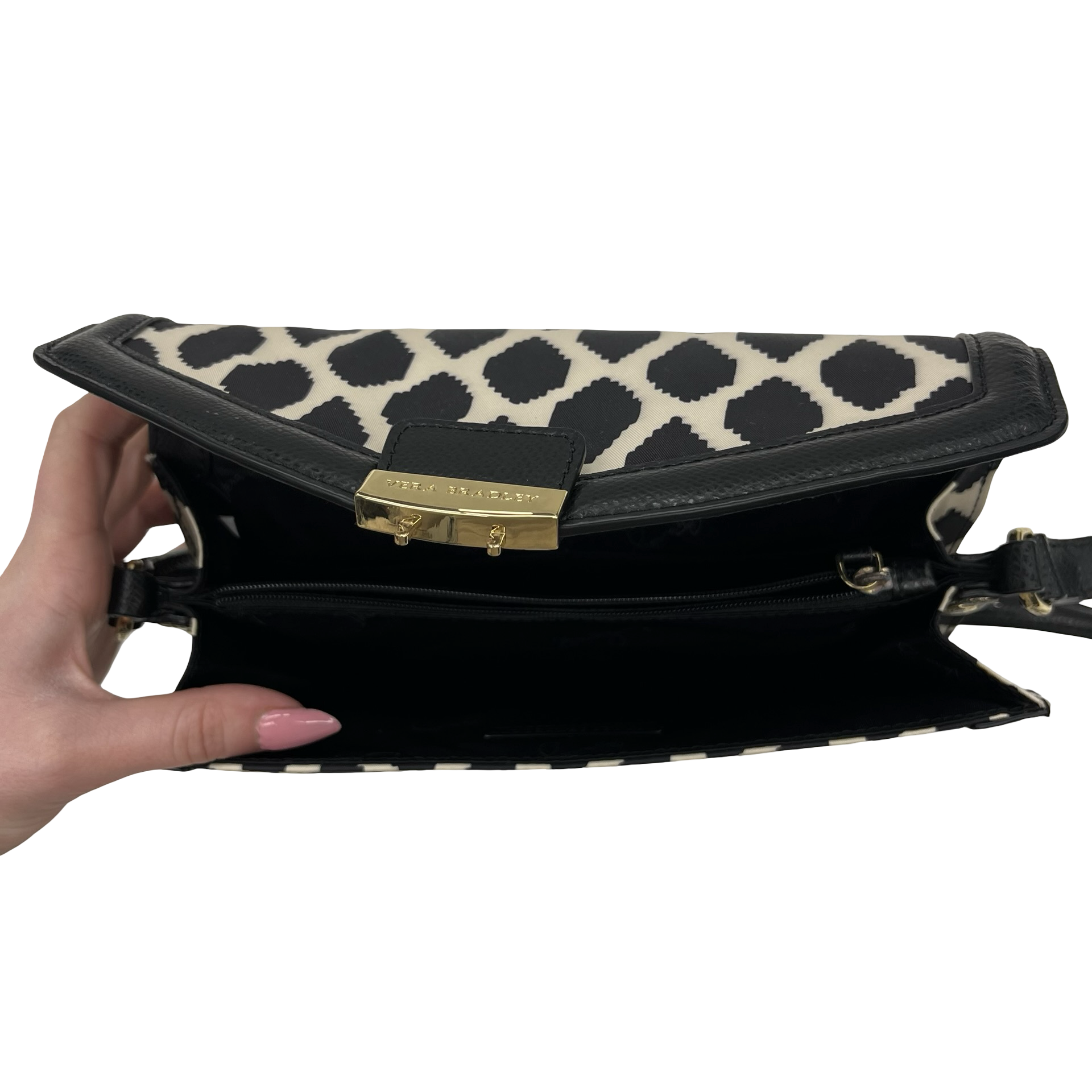 Crossbody By Vera Bradley In Black & Cream, Size:Medium