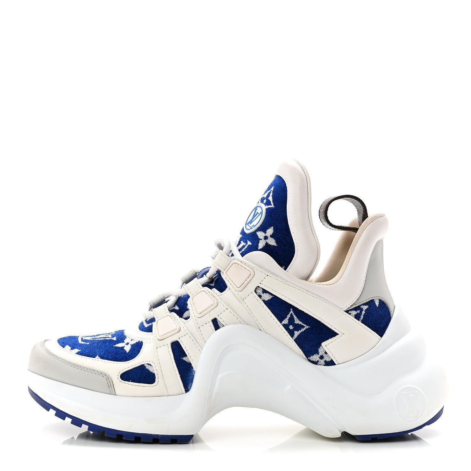 Jacquard Velvet Monogram LV Archlight Sneakers 37 White Blue