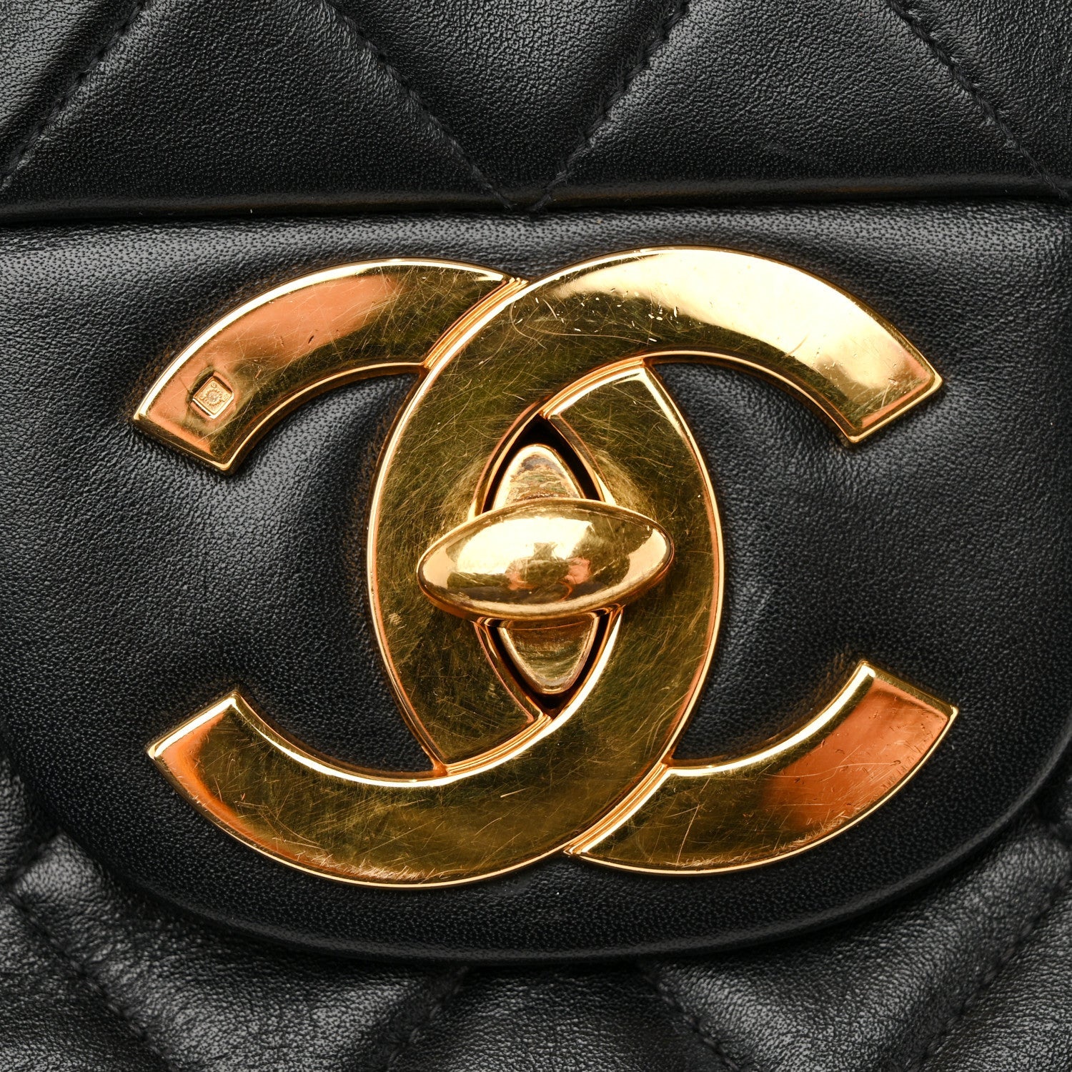 Lambskin Quilted XL Jumbo Single Flap Black