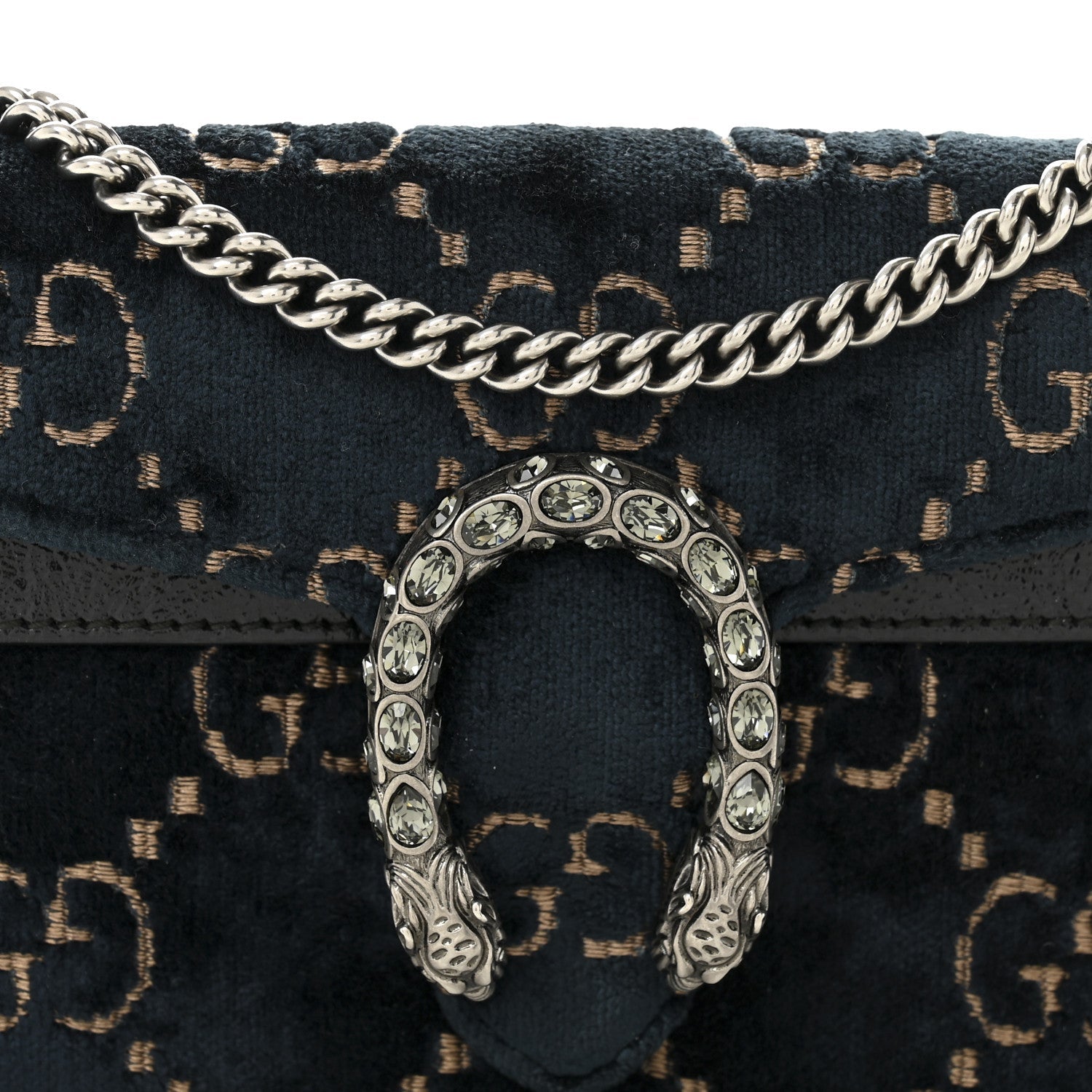 Velvet GG Monogram Super Mini Dionysus Shoulder Bag Blue Beige Black