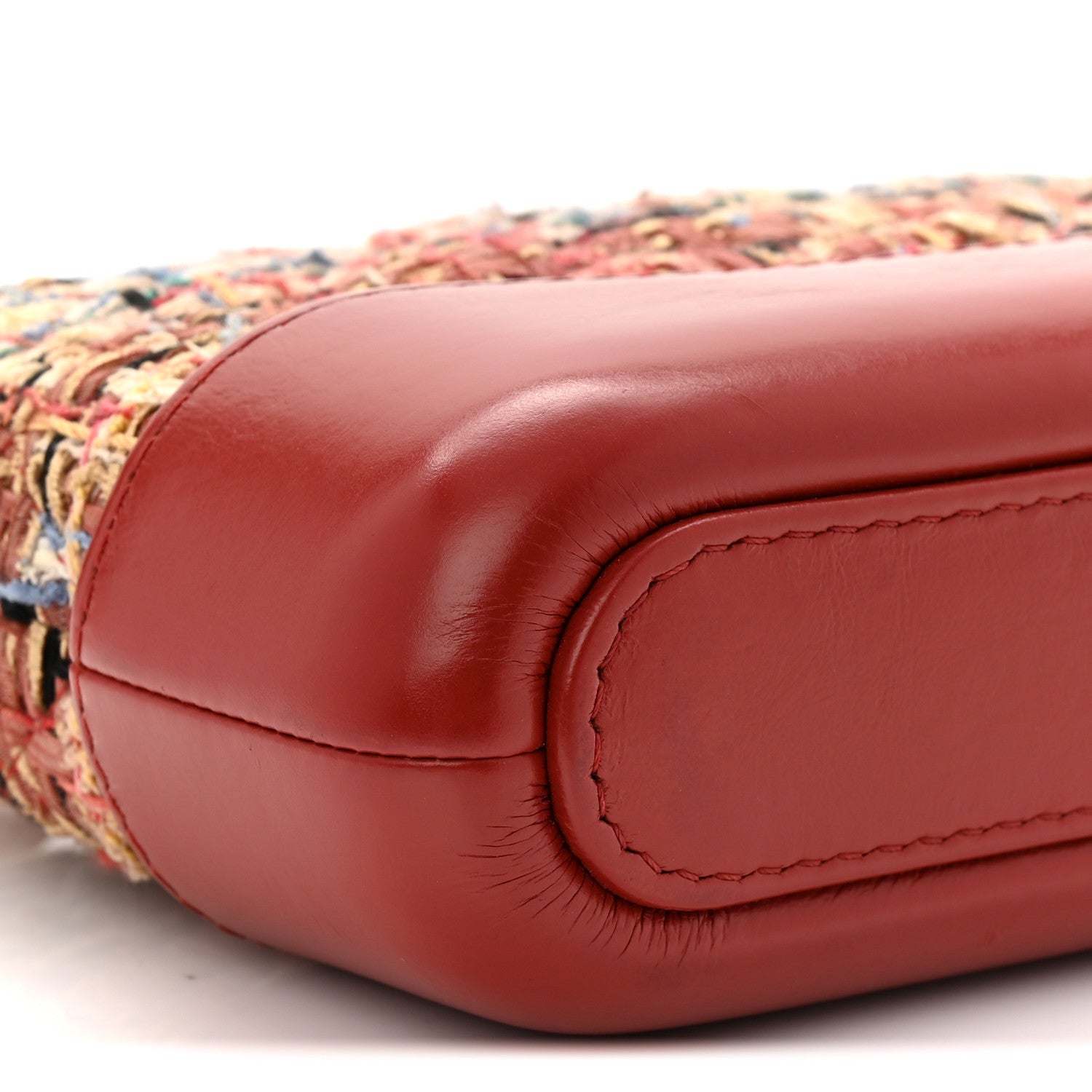 Tweed Calfskin Small Gabrielle Clutch With Chain Red