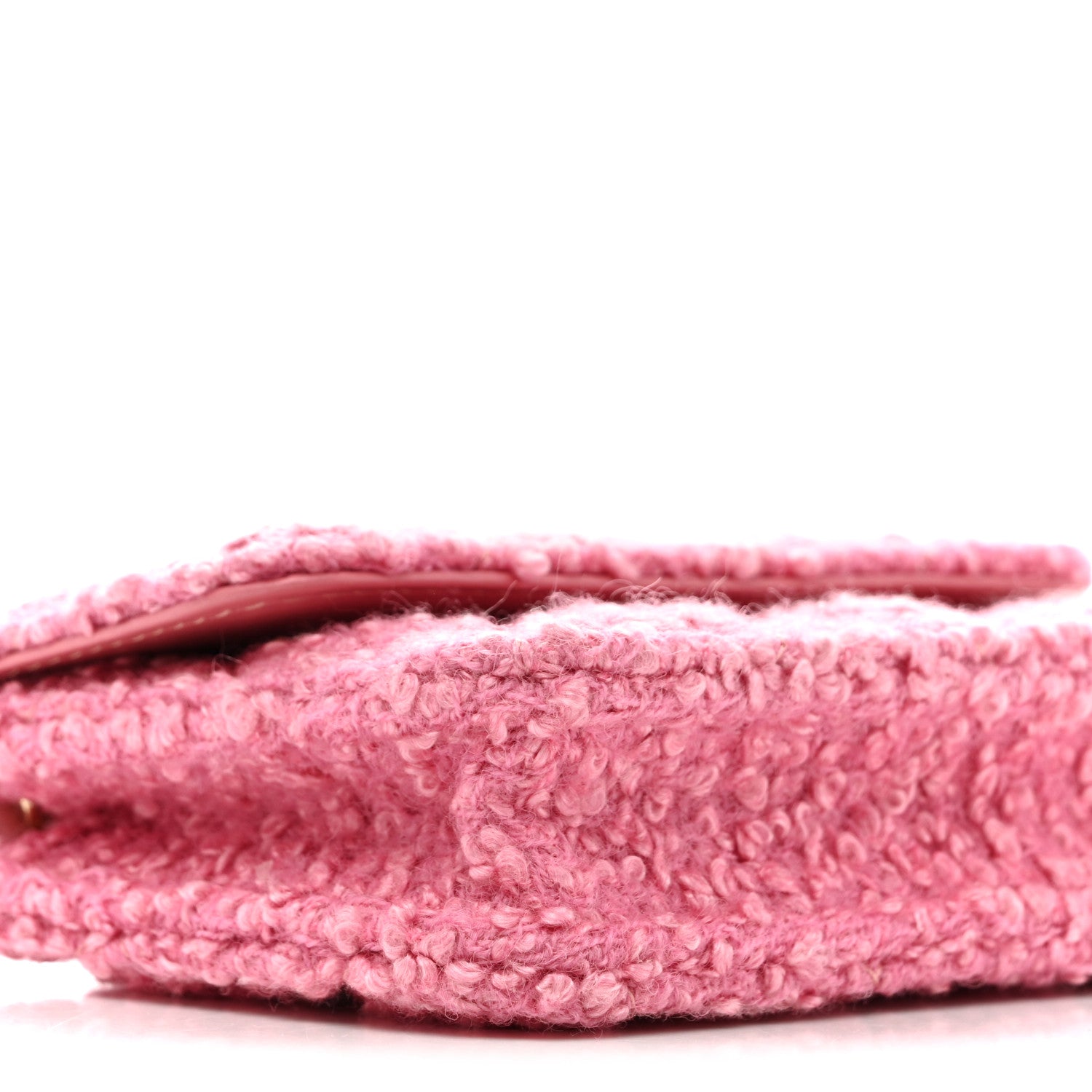 Tweed Quilted Flap Chain Waist Bag Pink