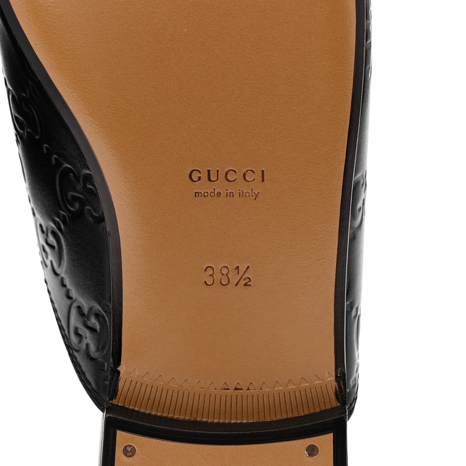 Glamour Calfskin Guccissima Womens Princetown Slippers 38.5 Black