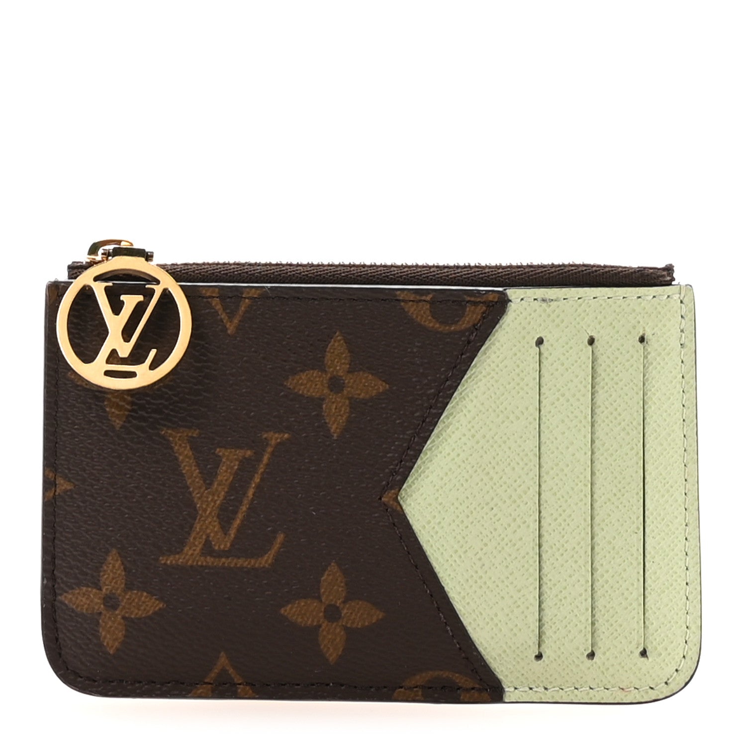 Monogram Coin Card Holder Light Green