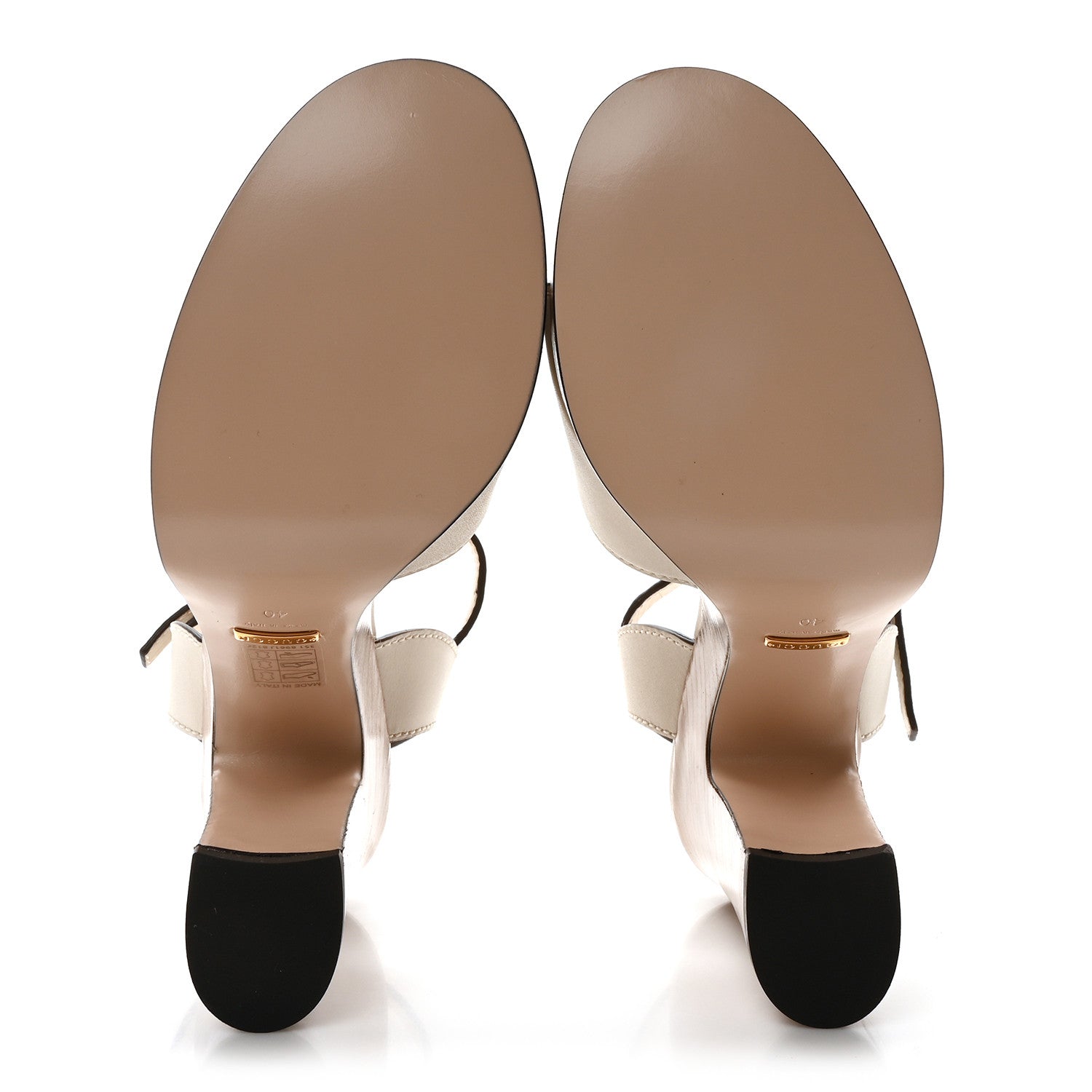 Cosmos Softy Calfskin Wooden Interlocking G Cut-Out 30/120mm Platform Sandals 40 Mystic White