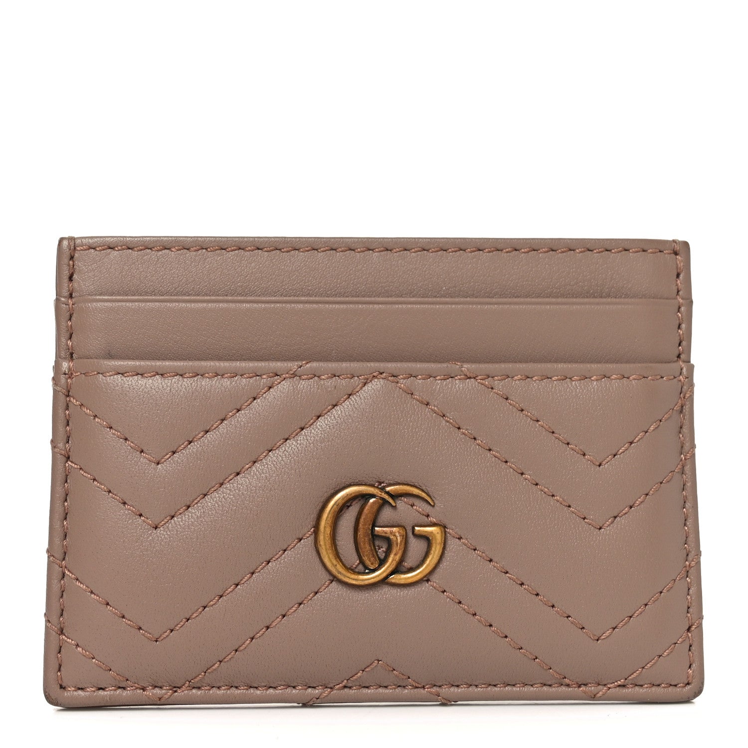 Calfskin Matelasse GG Marmont Card Holder Porcelain Rose